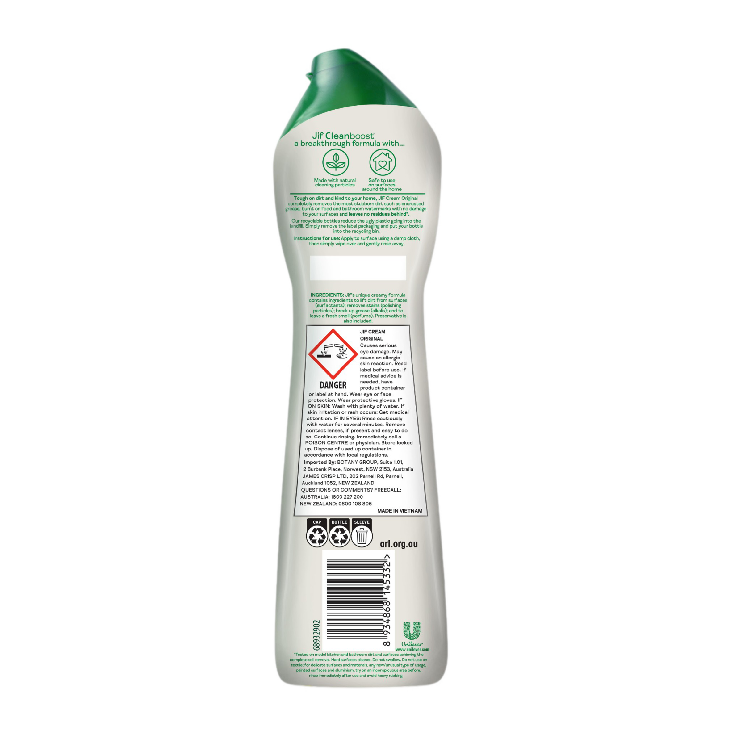 JIF WITH MICRO PARTICLES CREAM CLEANSER ORIGINAL 500ML - Image 2