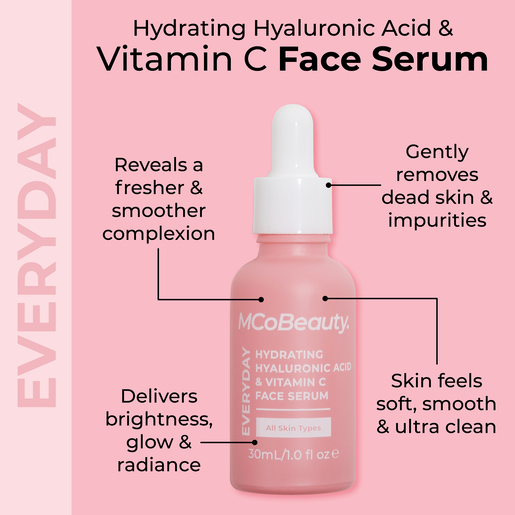 MCO BEAUTY HYDRATING HYALURONIC ACID & VIT C FACE SERUM 30ML - Image 2