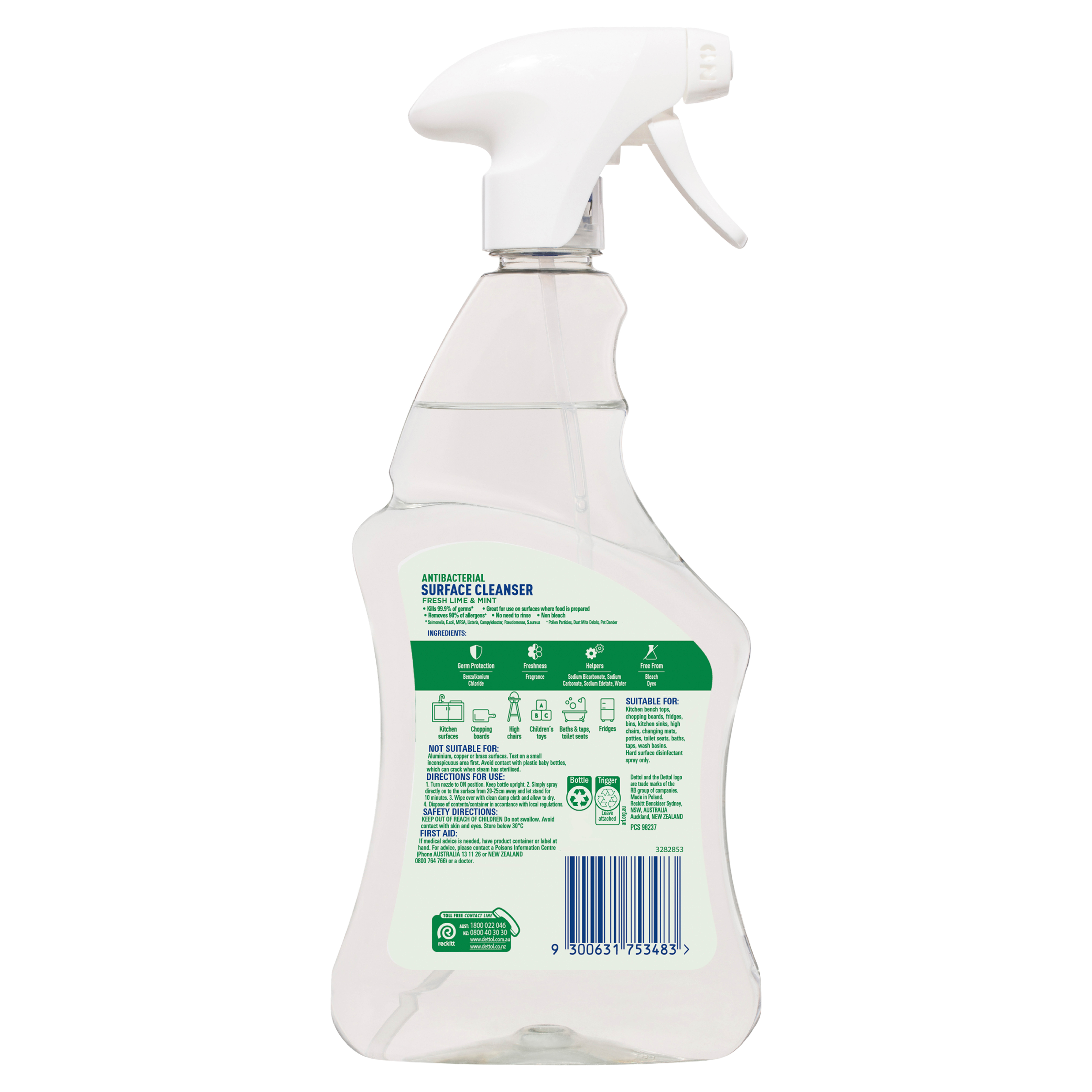 DETTOL ANTIBACTERIAL MULTI PURPOSE SPRAY LIME MINT 500ML - Image 2