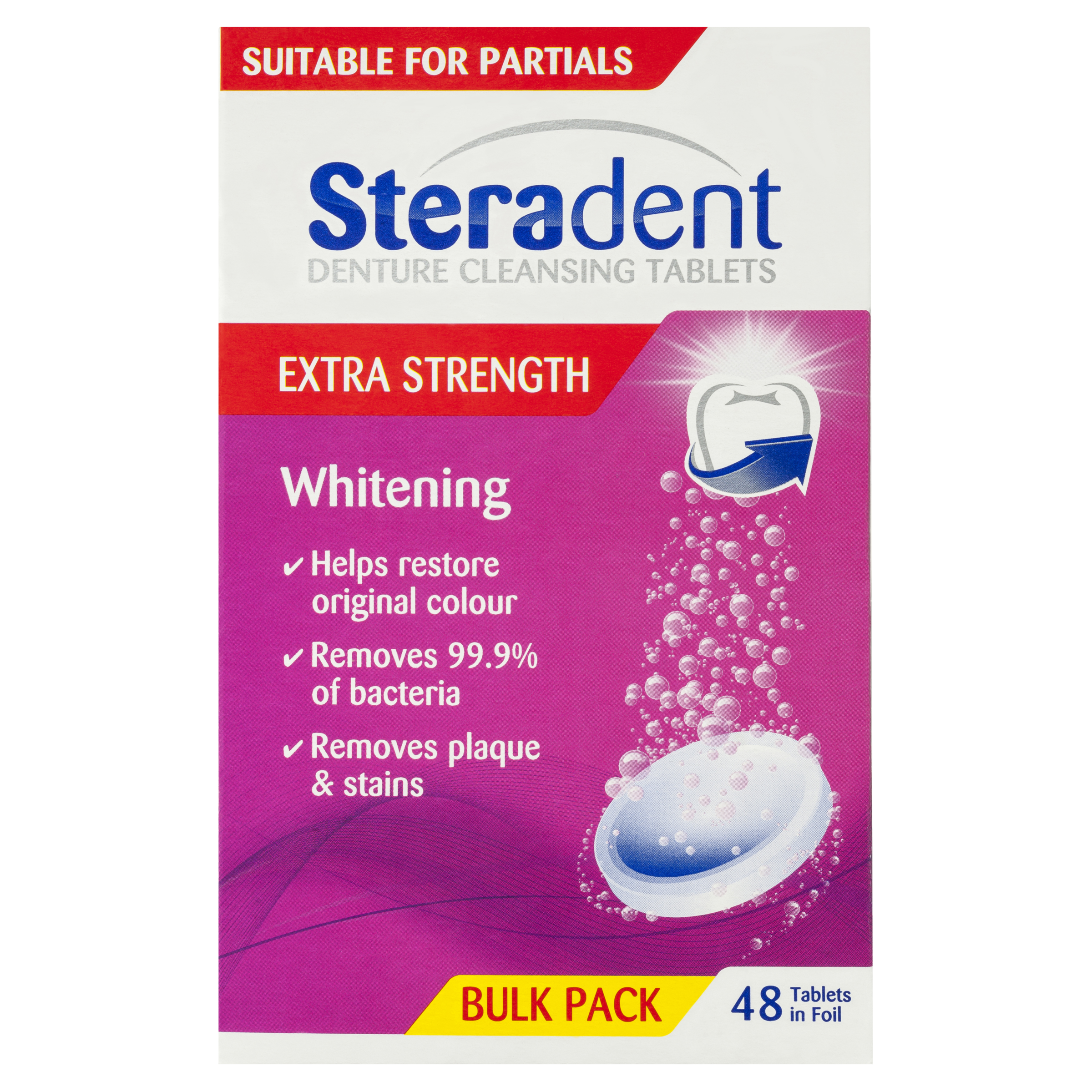 STERADENT DENTURE CLEANSER WHITENING 48 TABLETS - Image 2