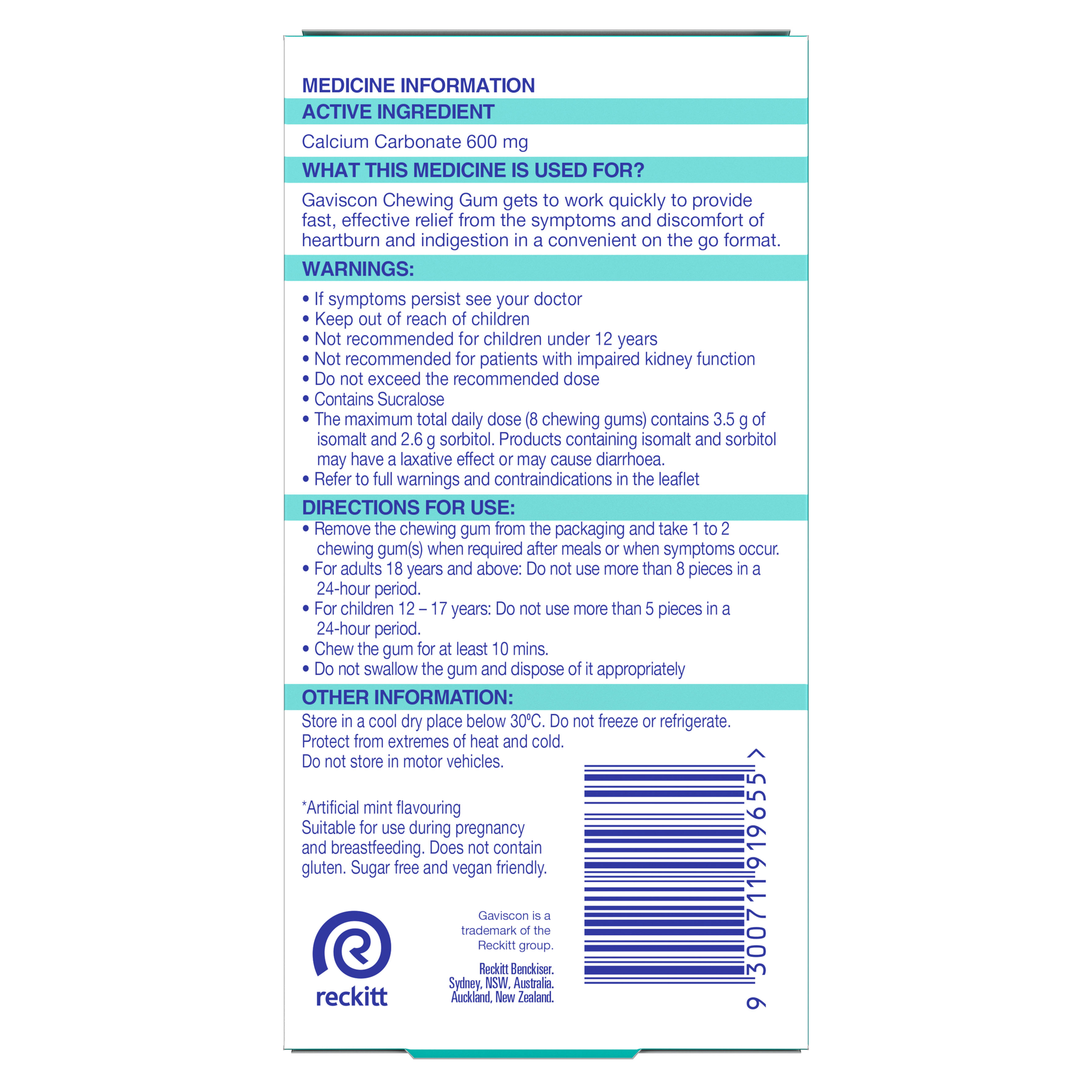 GAVISCON CHEWING GUM MINT 20 PACK - Image 4