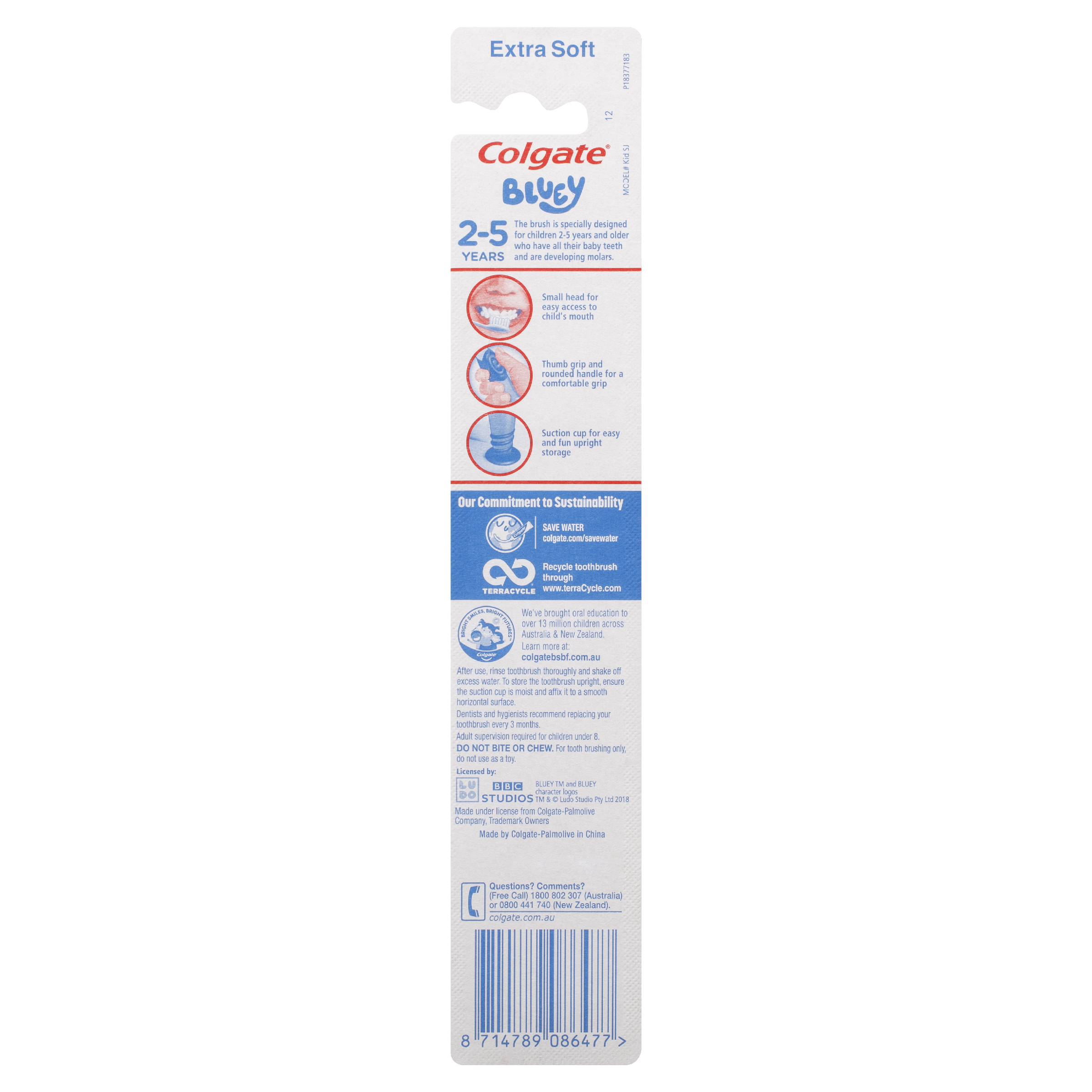 COLGATE TOOTHBRUSH KIDS BLUEY EXTRA SOFT 2-5 YEARS 1 PACK - Image 2