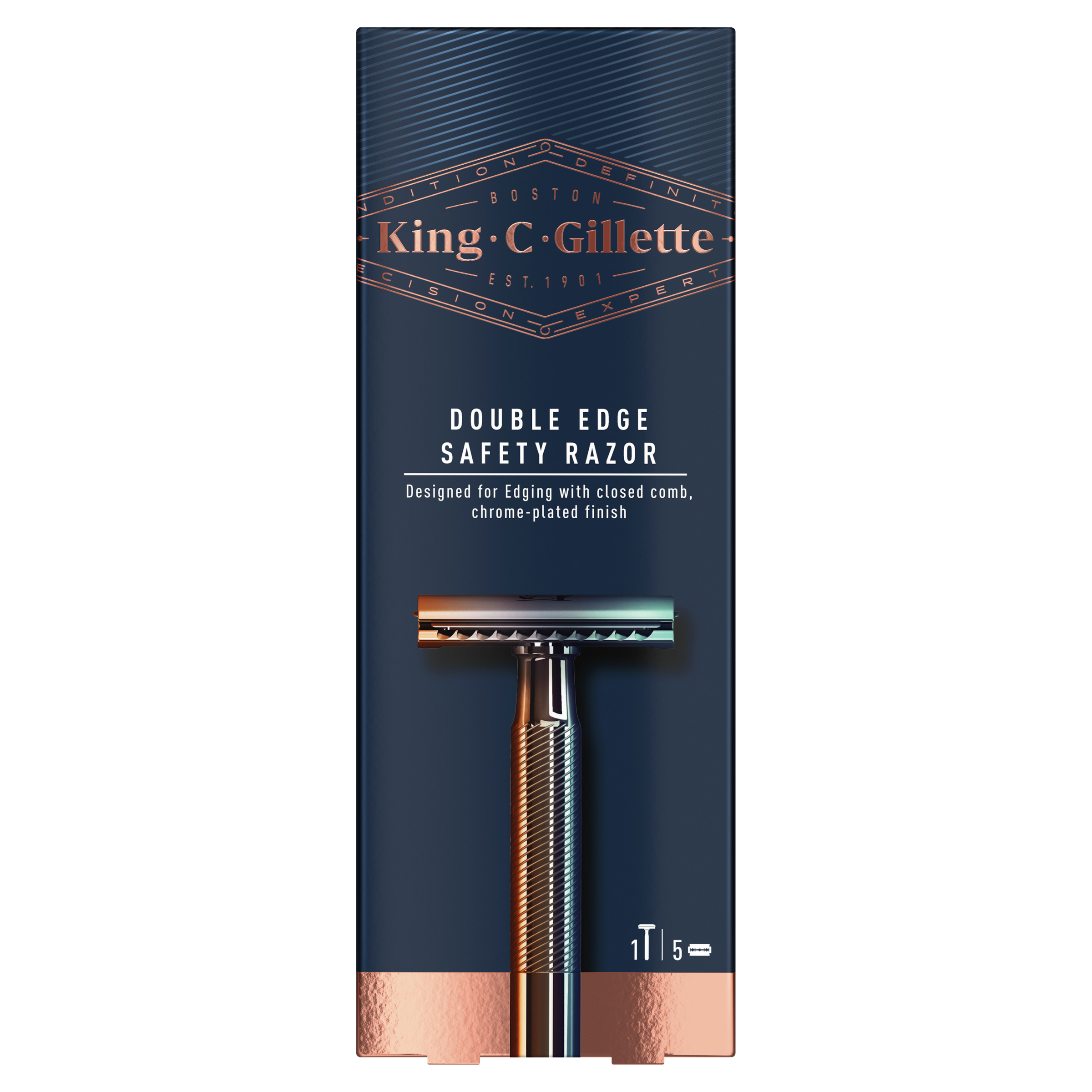 GILLETTE MENS KING C DOUBLE EDGE SAFETY RAZOR 5 PACK - Image 2