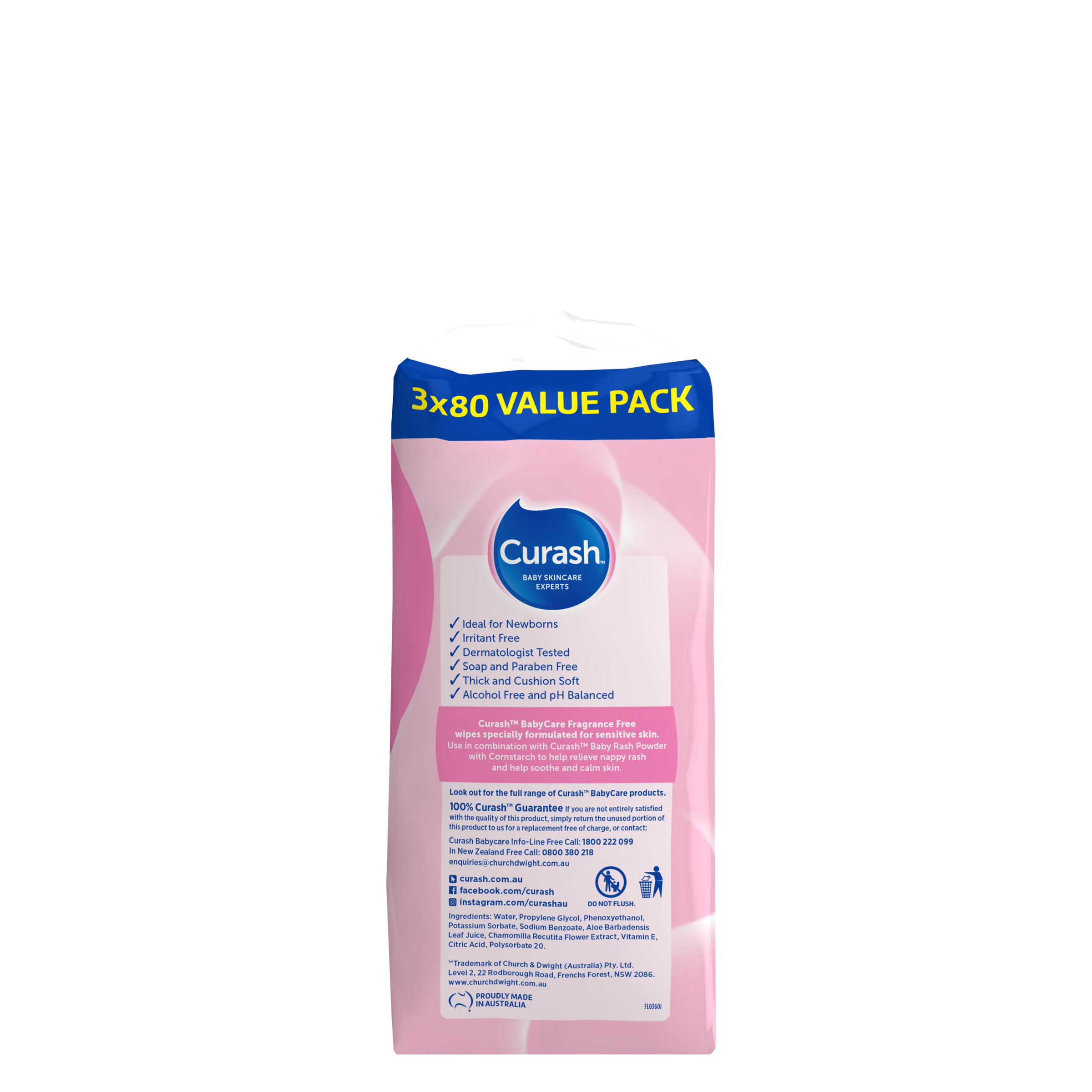 CURASH BABYCARE WIPES FRAGRANCE FREE 240 PACK - Image 4
