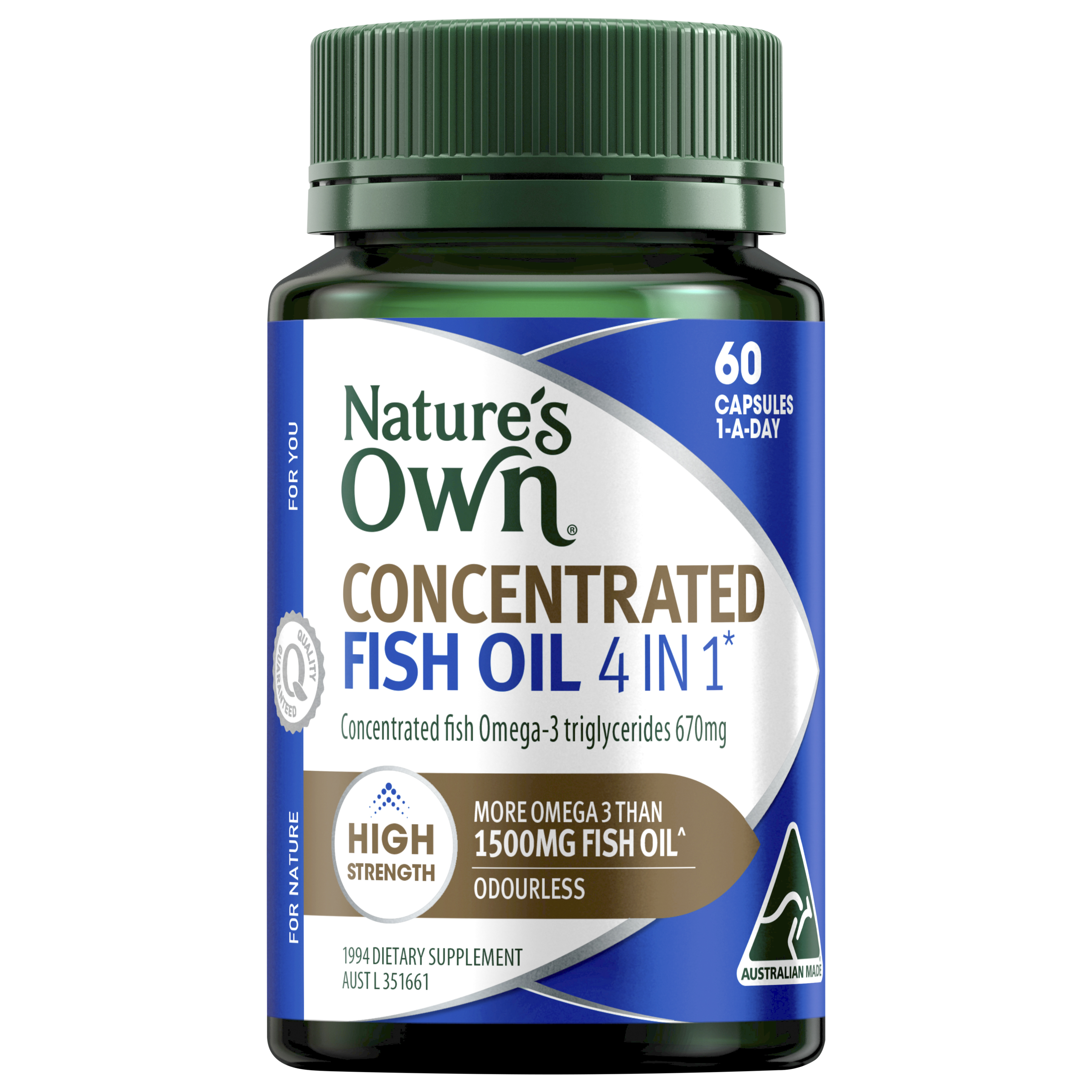 NATURES OWN CONCENTRATED FISH OIL 4 IN 1 60 CAPSULES - Image 2