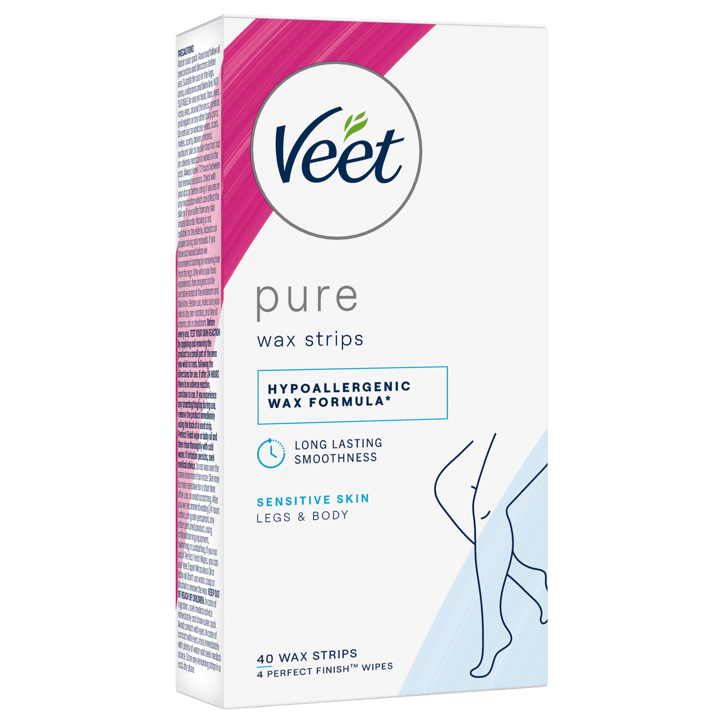 VEET PURE COLD WAX STRIPS LEGS & BODY SENSITIVE SKIN 40 PACK - Image 6