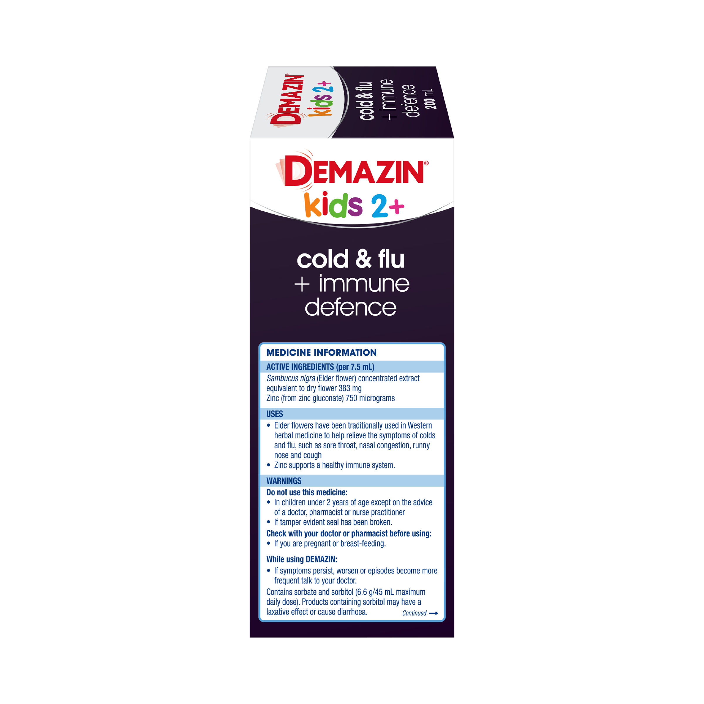 DEMAZIN KIDS 2+ COLD & FLU + IMMUNE DEFENCE 200ML - Image 5