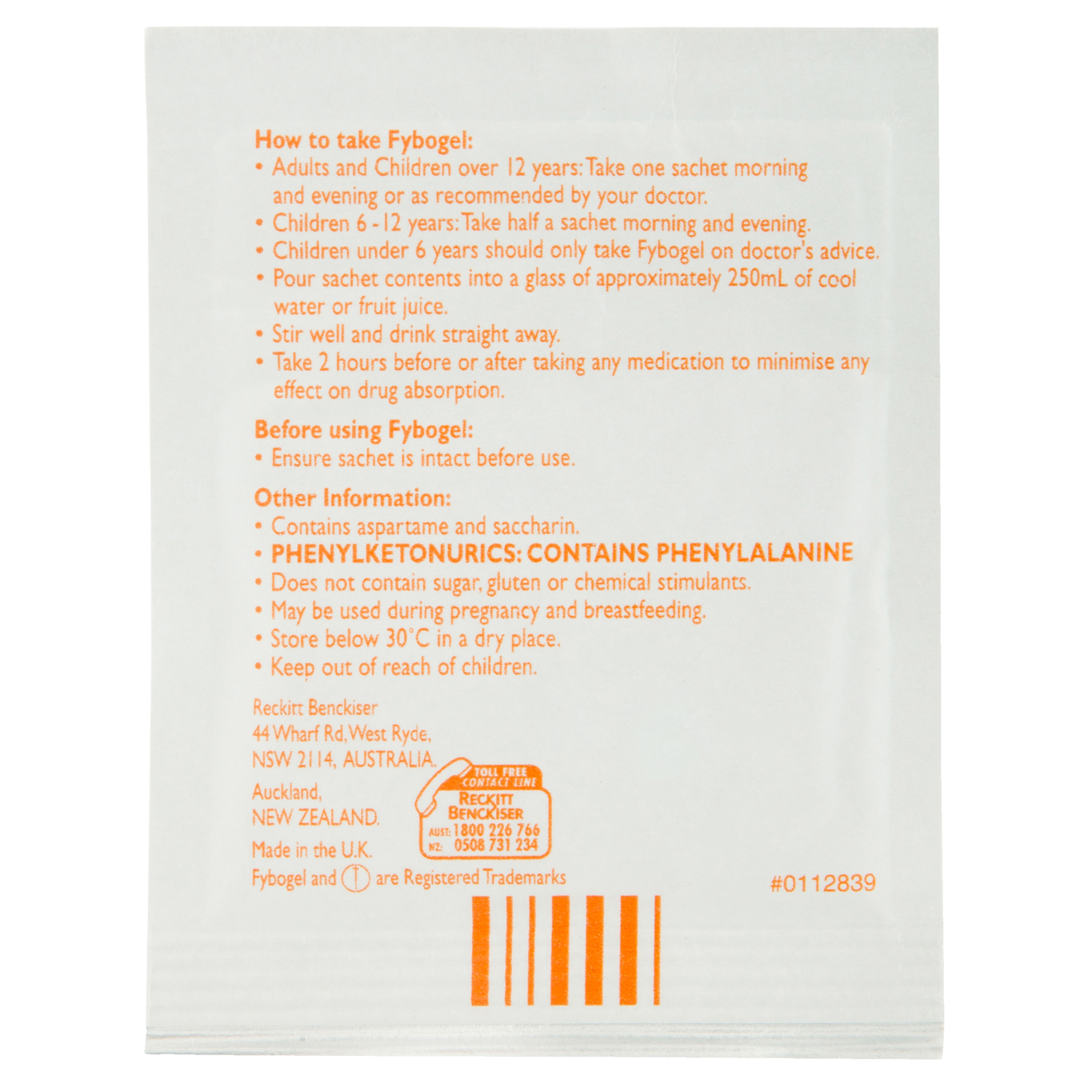 FYBOGEL NATURAL FIBRE SUPPLEMENT ORANGE SACHETS 30 PACK - Image 9