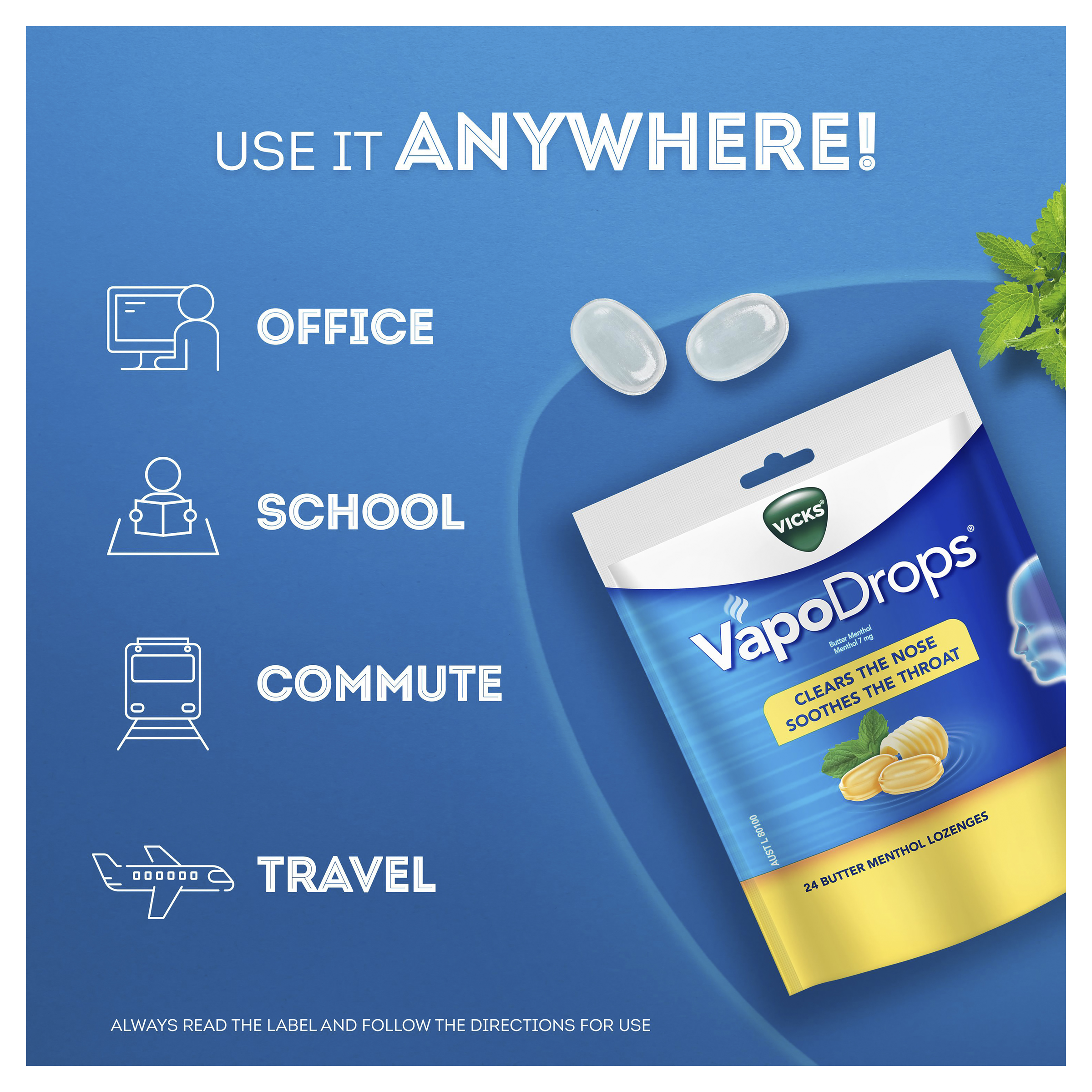 VICKS VAPODROPS BUTTER MENTHOL 24 PACK - Image 6