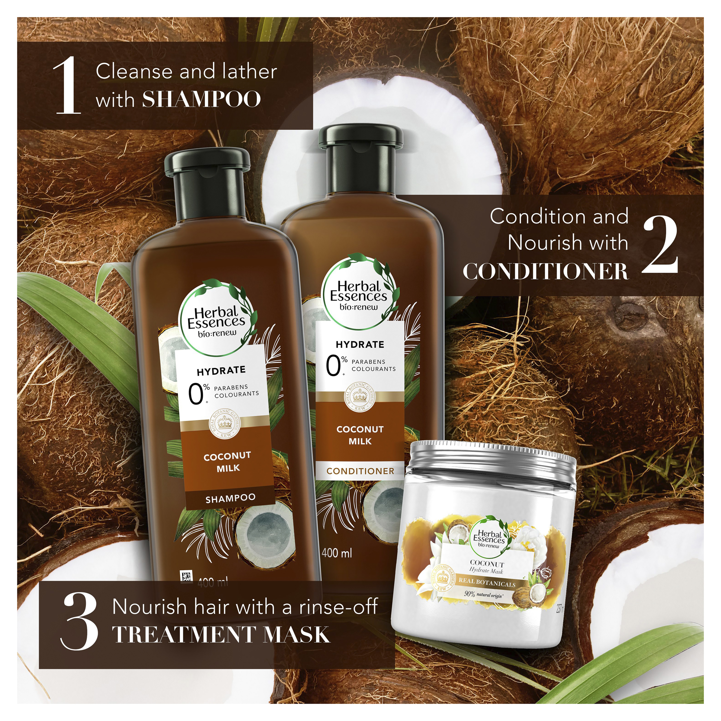HERBAL ESSENCES BIO RENEW COCONUT MILK CONDITIONER 400ML - Image 9