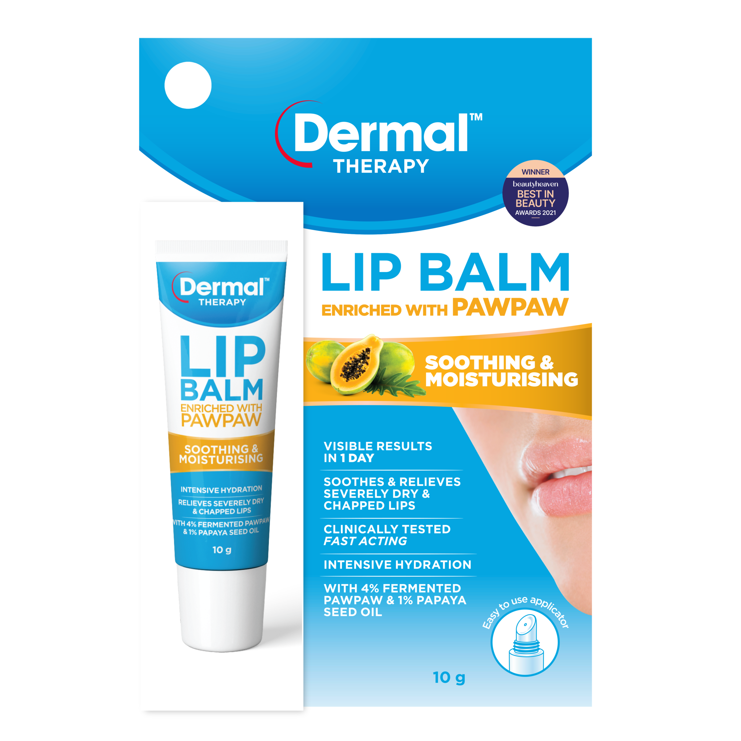 DERMAL THERAPY LIP BALM TUBE PAW PAW 10G - Image 2