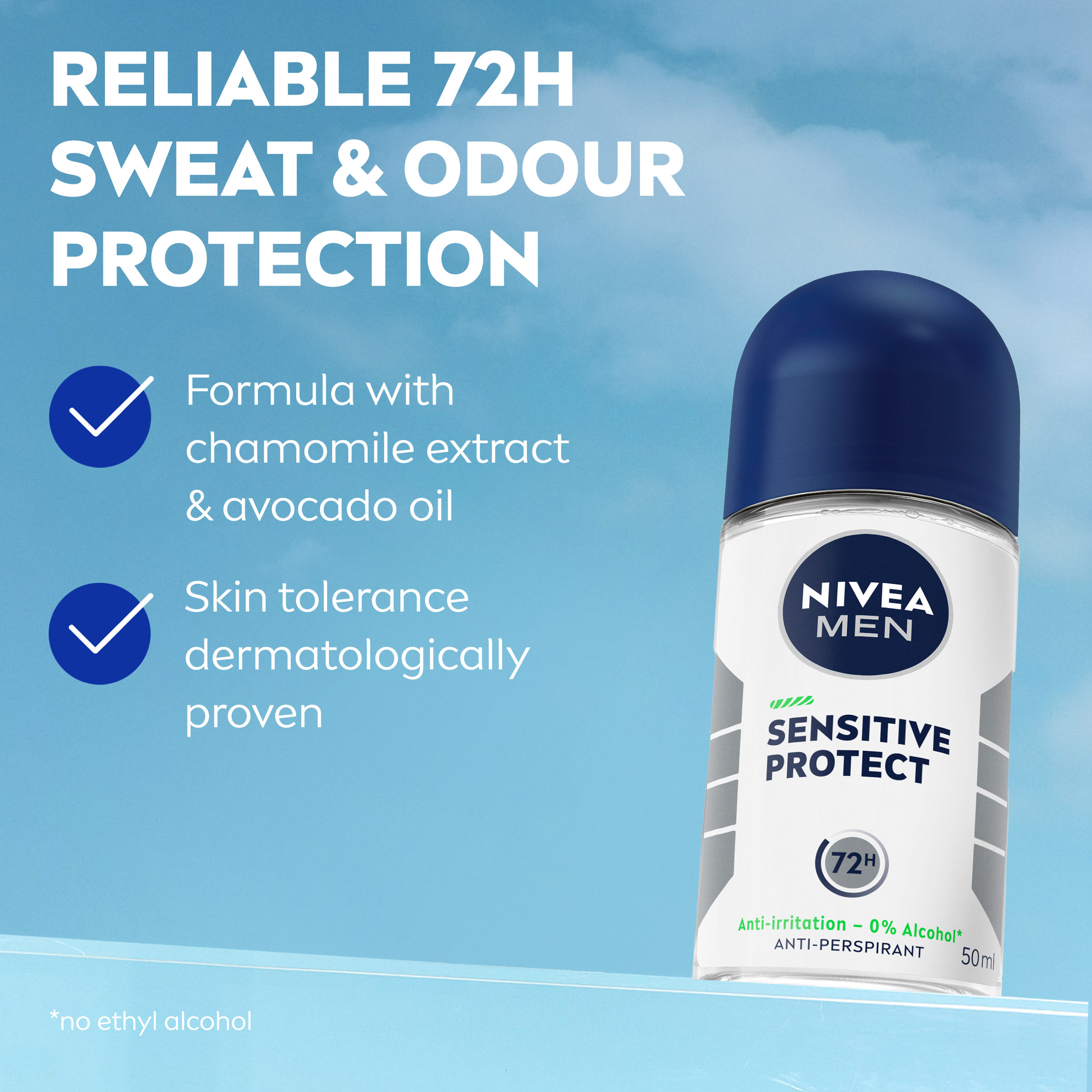 NIVEA MEN ANTIPERSPIRANT SENSITIVE PROTECT 48H ROLL ON 50ML - Image 4