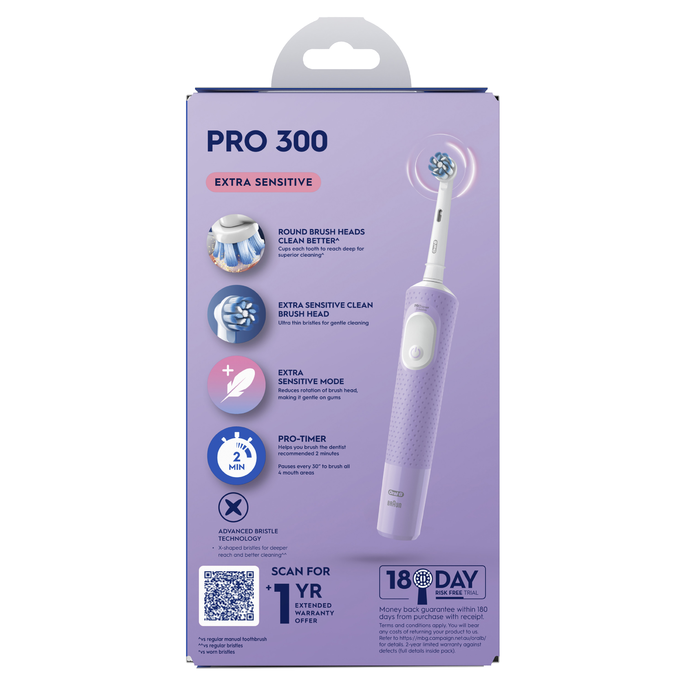 ORAL-B TOOTHBRUSH PRO 300 ELECTRIC LILAC 1 PACK - Image 8