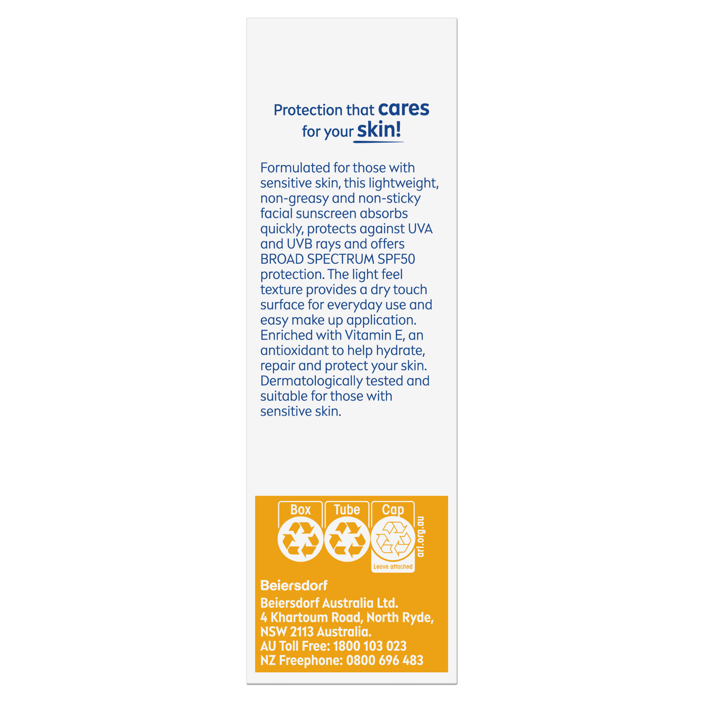 NIVEA UV FACE SENSITIVE SUNSCREEN SPF50+ 50ML - Image 2