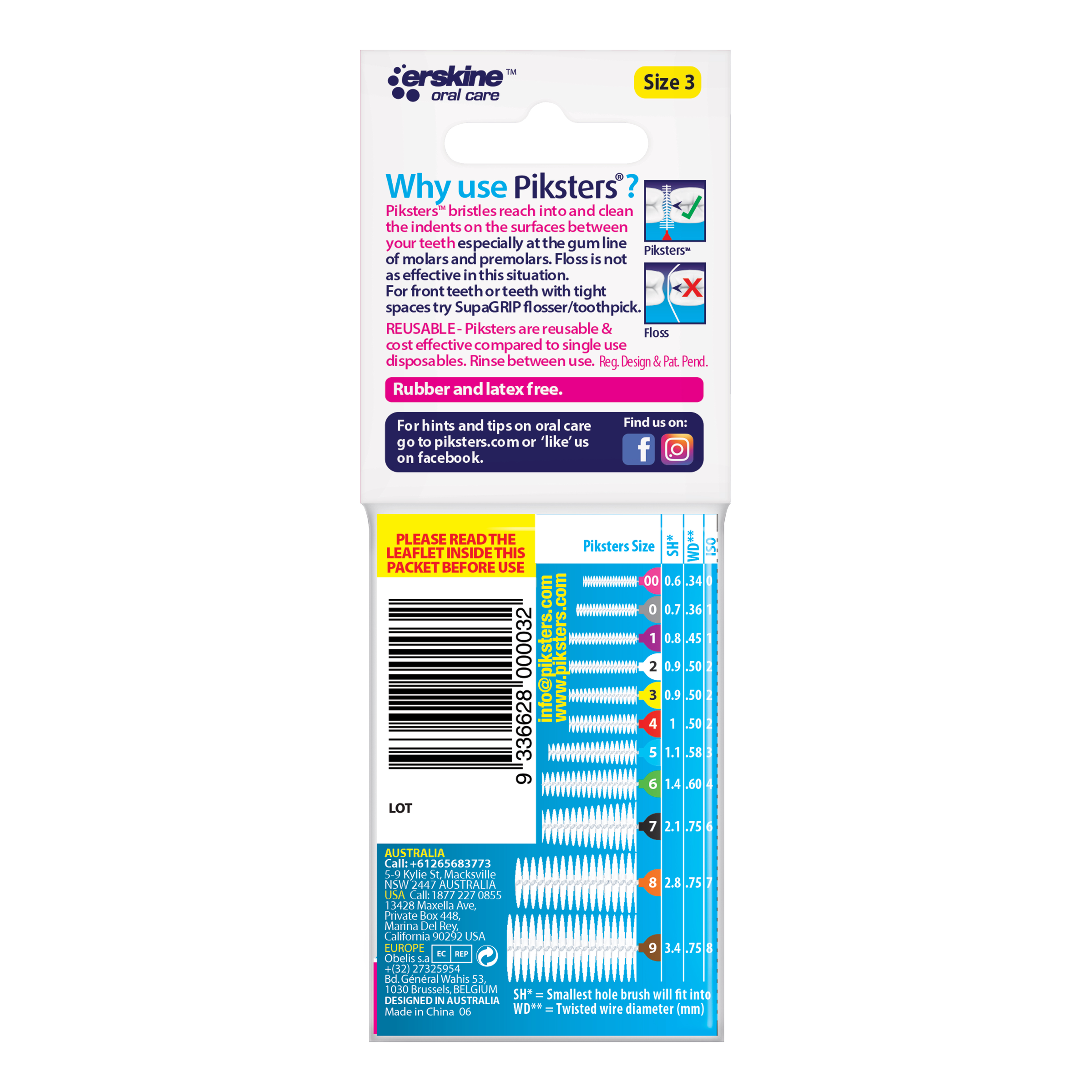PIKSTERS INTERDENTAL BRUSH SIZE 3 YELLOW 10 PACK - Image 2