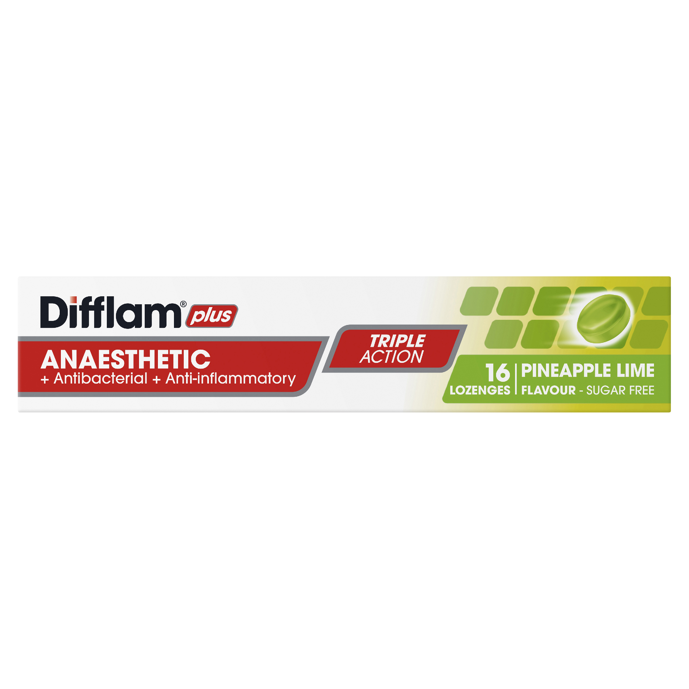 DIFFLAM PLUS ANAESTHETIC PINEAPPLE LIME THROAT 16 LOZENGES - Image 7