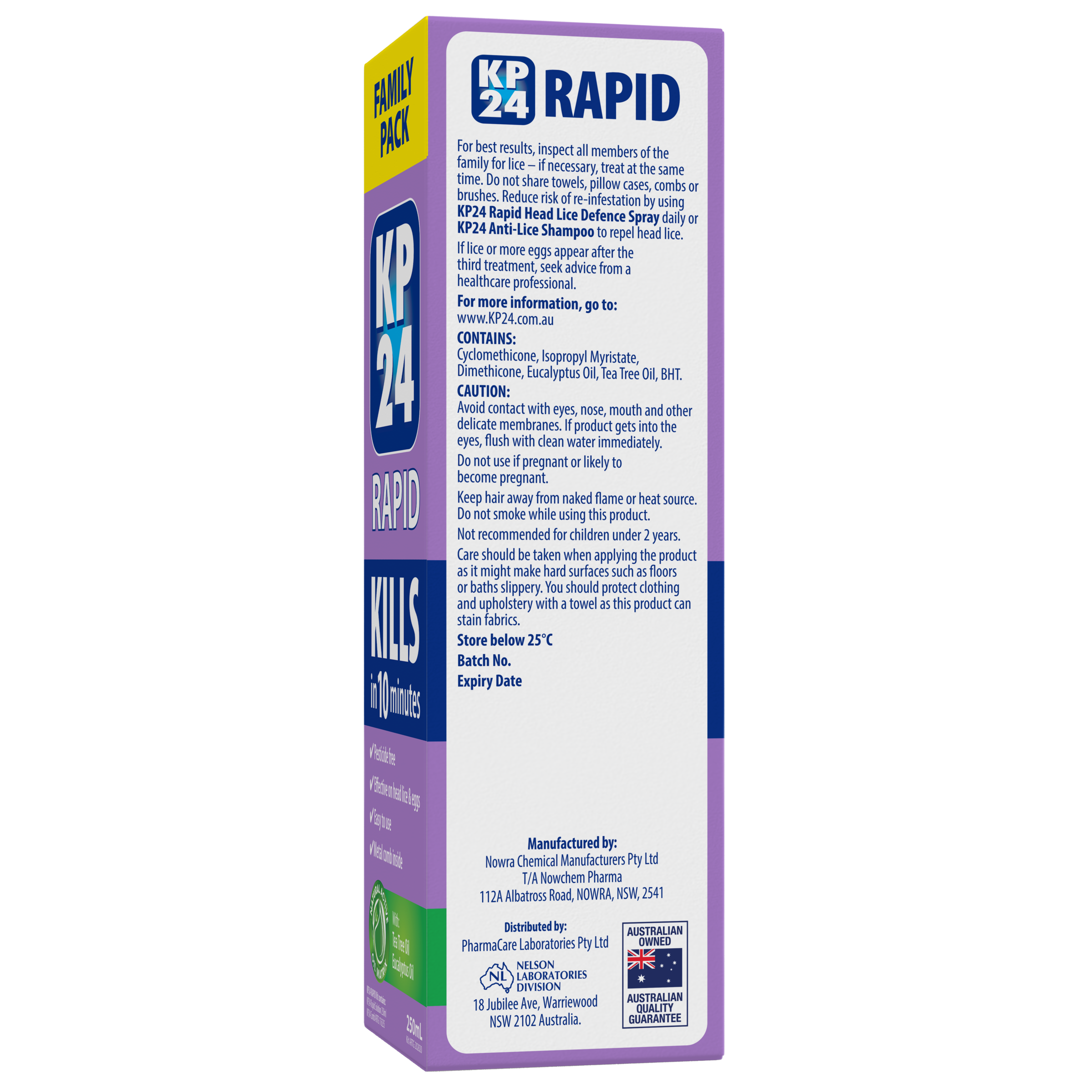 KP24 RAPID HEAD LICE TREATMENT WITH COMB 250ML - Image 6
