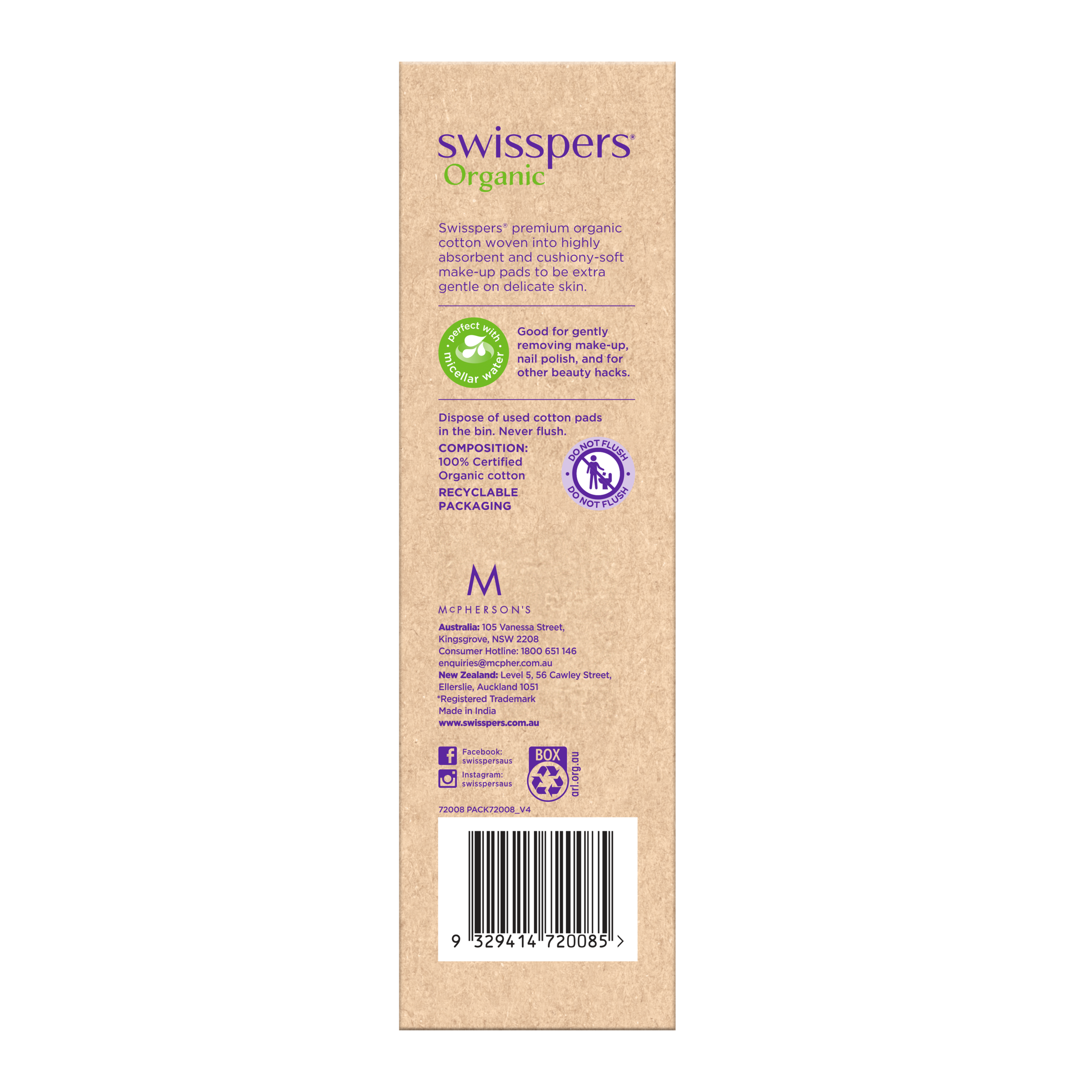 SWISSPERS ORGANIC ROUND PADS ECO DISPENSER 70 PACK - Image 4