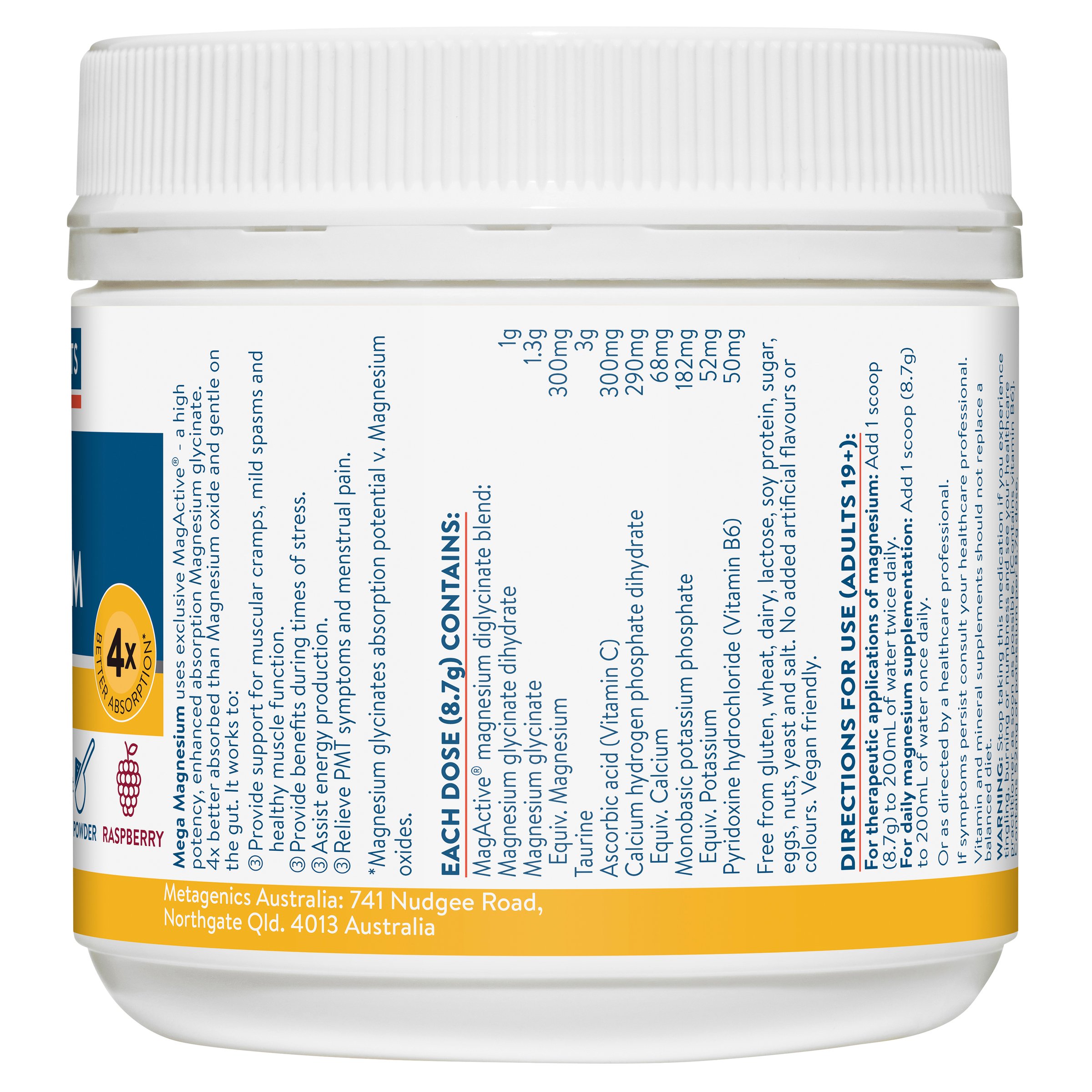 ETHICAL NUTRIENTS MEGA MAGNESIUM RASPBERRY POWDER 200G - Image 2