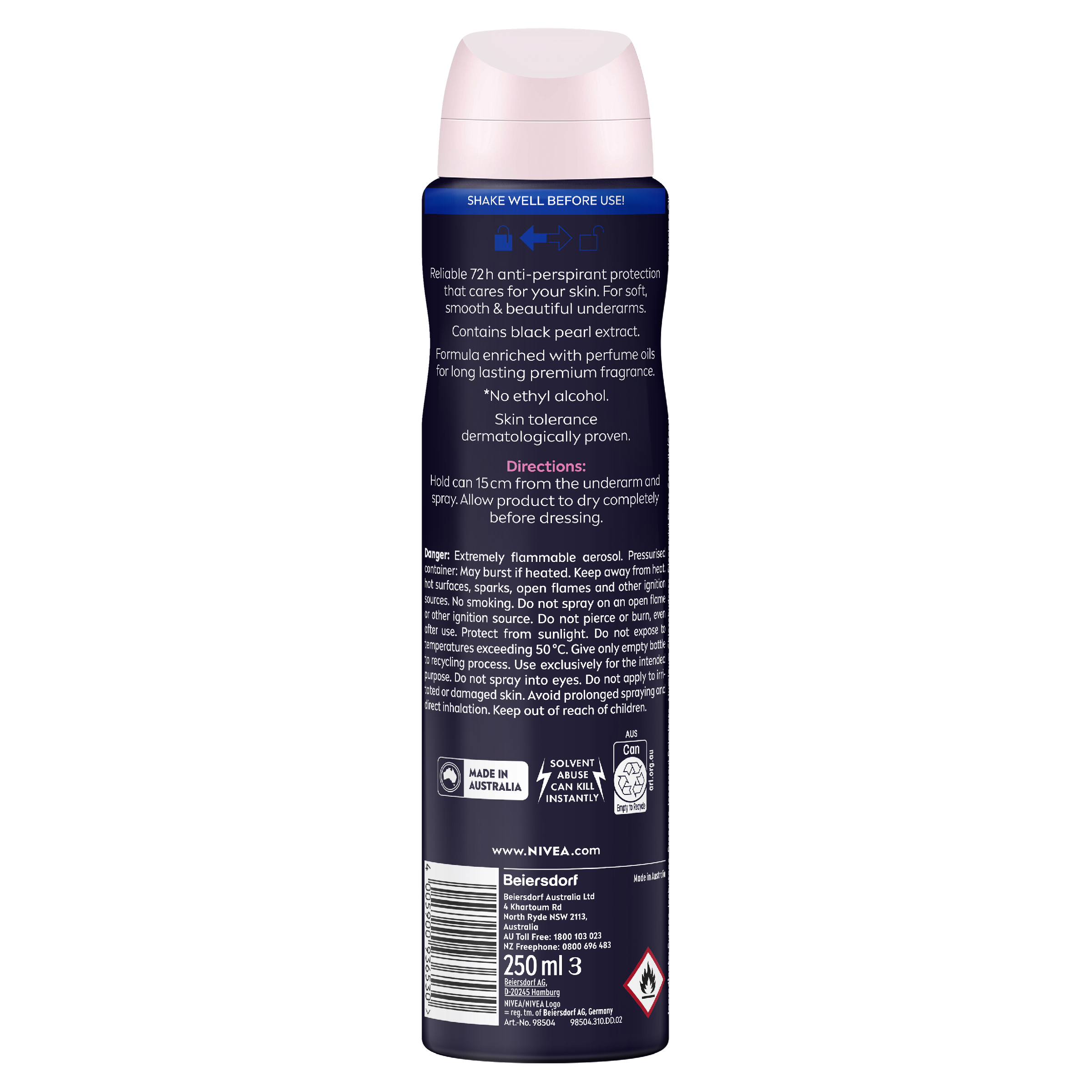 NIVEA WOMEN ANTIPERSPIRANT PEARL & BEAUTY 48H FINE FRAGRANCE 250ML - Image 2