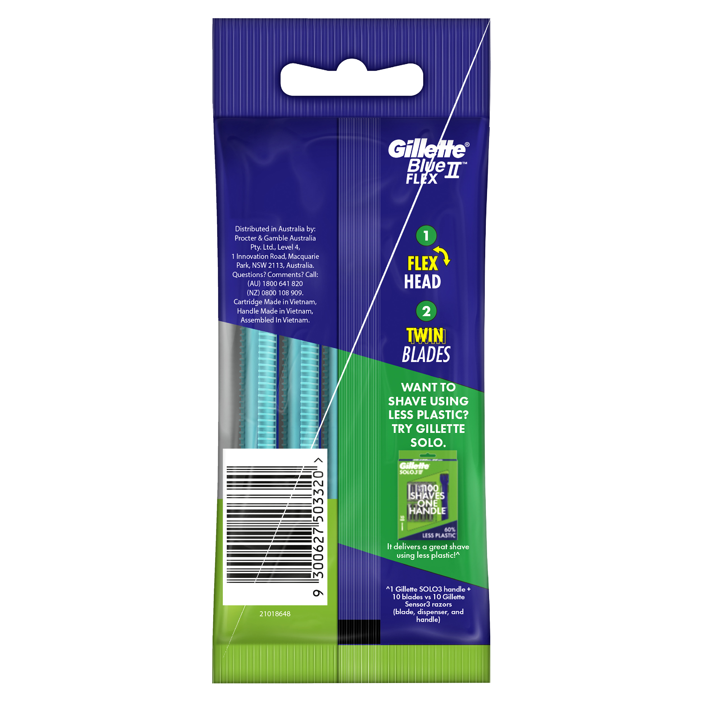GILLETTE BLUE II PLUS DISPOSABLE RAZOR 5 PACK - Image 2