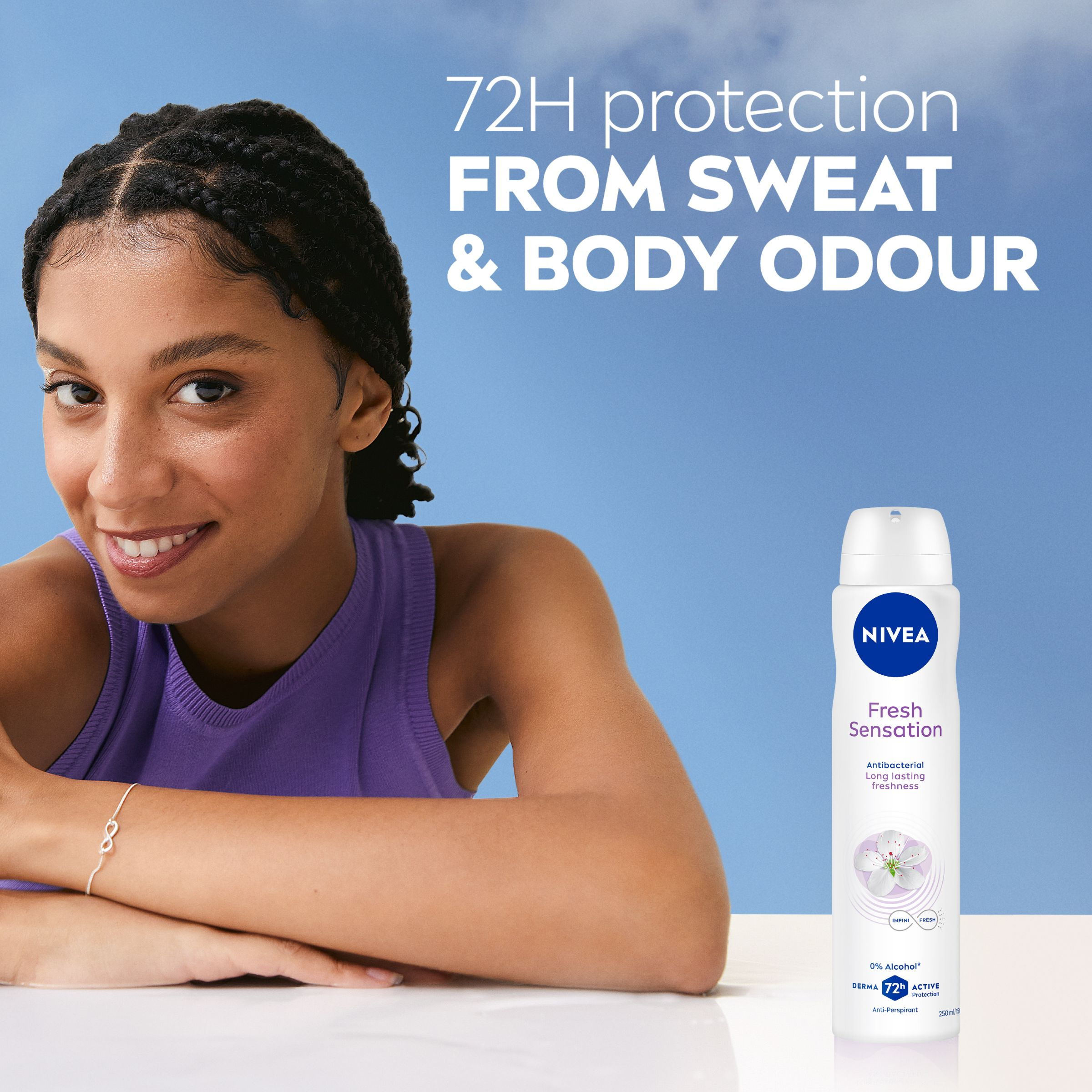 NIVEA WOMEN ANTIPERSPIRANT FRESH SENSATION 72H 250ML - Image 3