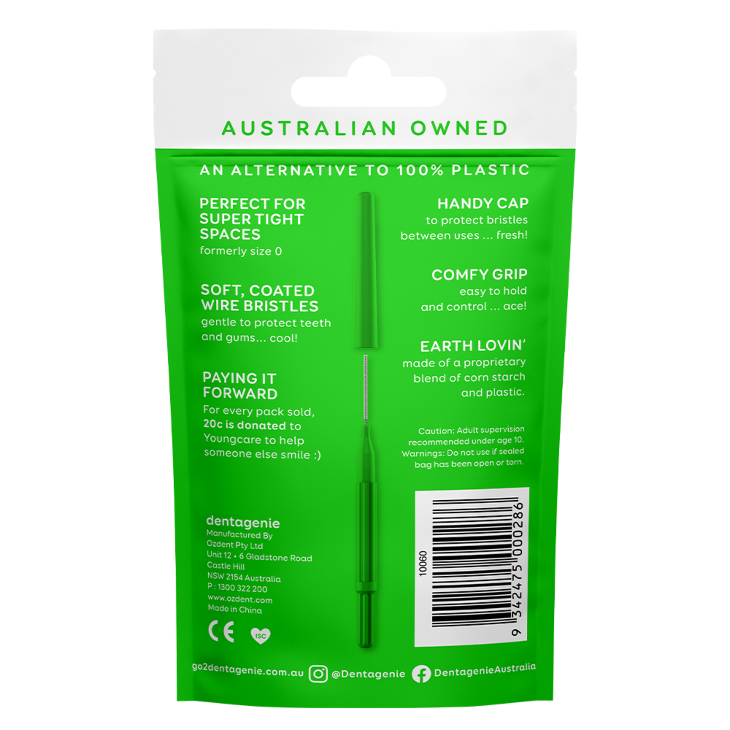 GO2 DENTAGENIE DENTAL BRUSHES FINE SIZE 0 GREEN 12 PACK - Image 2