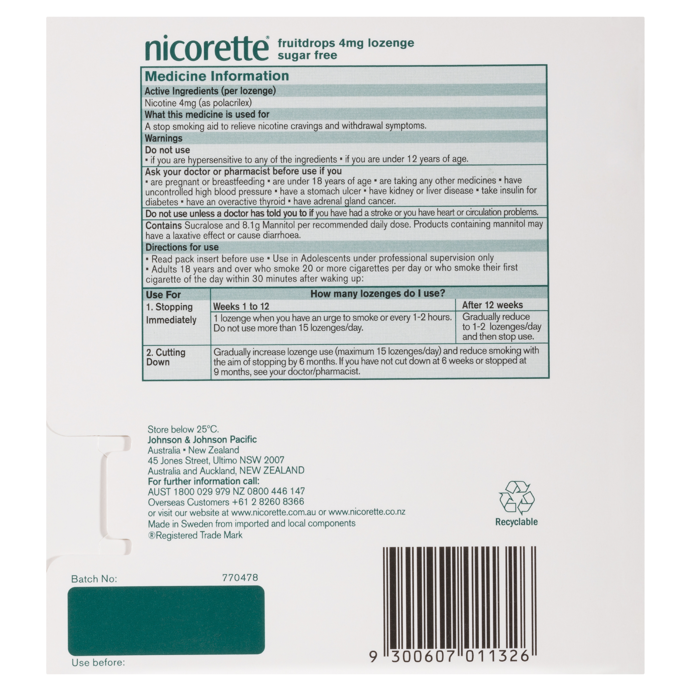 NICORETTE COOL DROPS FRESHFRUIT 4MG 80 LOZENGES - Image 2