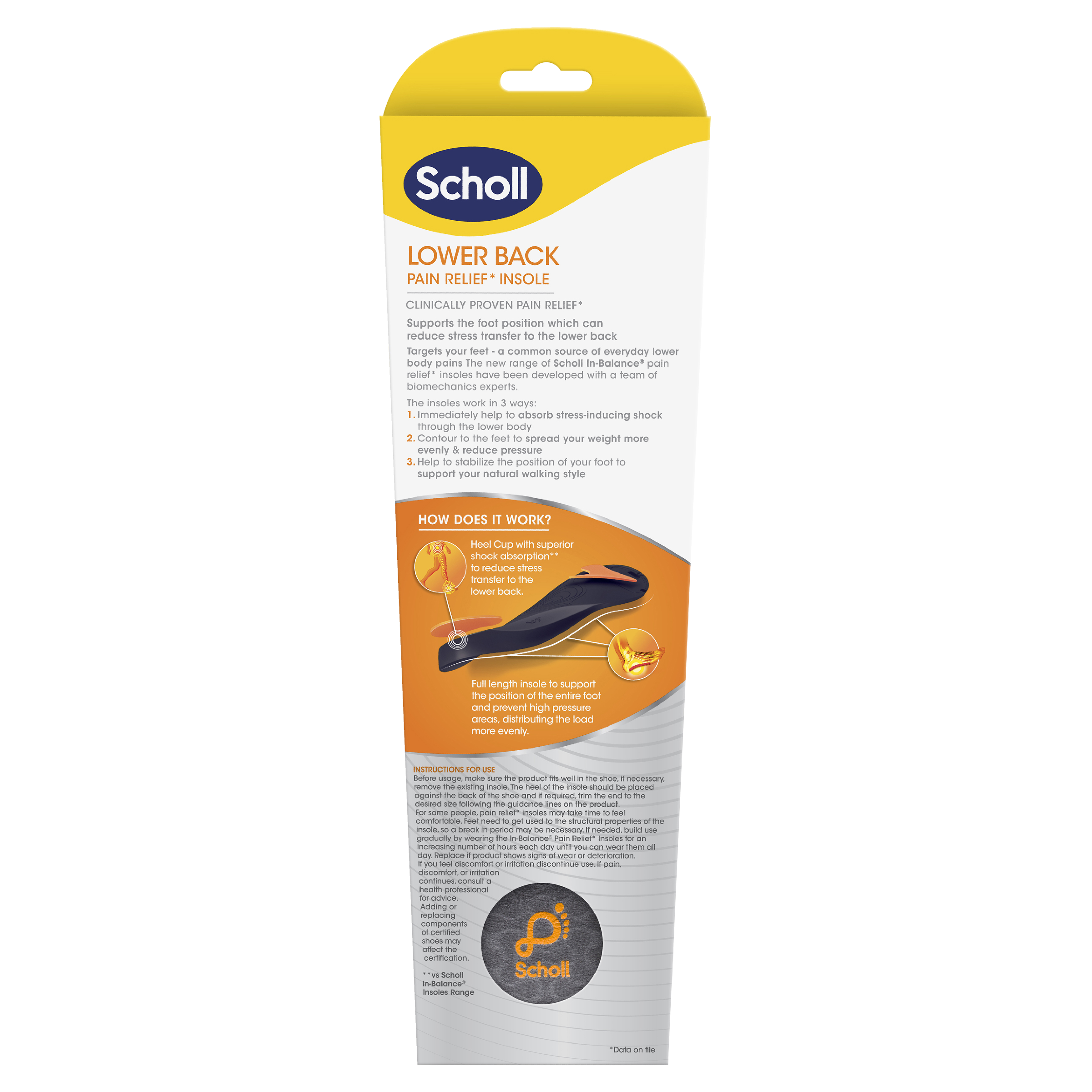 SCHOLL IN BALANCE LOWER BACK ORTHOTIC INSOLES L - Image 2