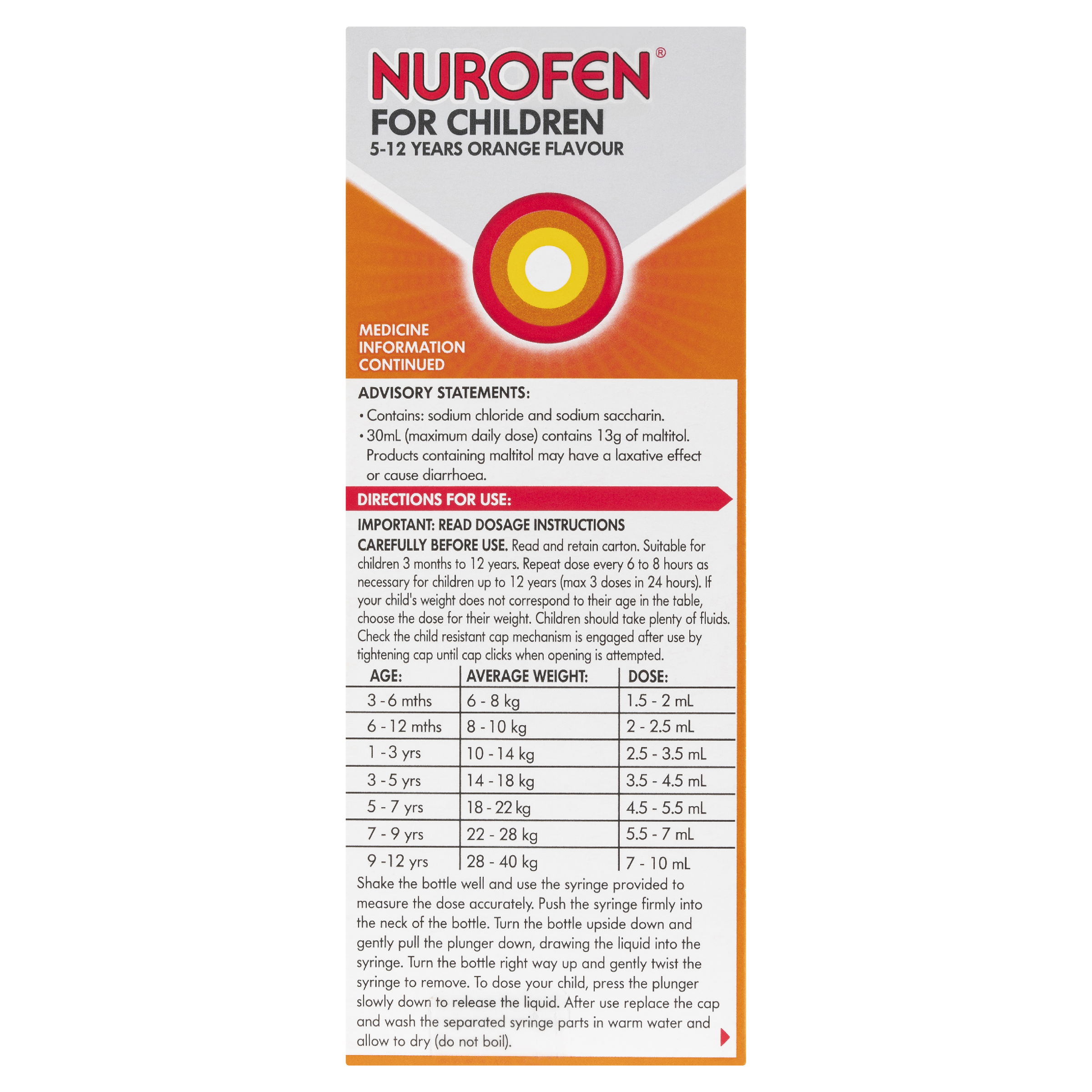 NUROFEN FOR CHILDREN 5 YEARS - 12 YEARS ORANGE 200ML - Image 4