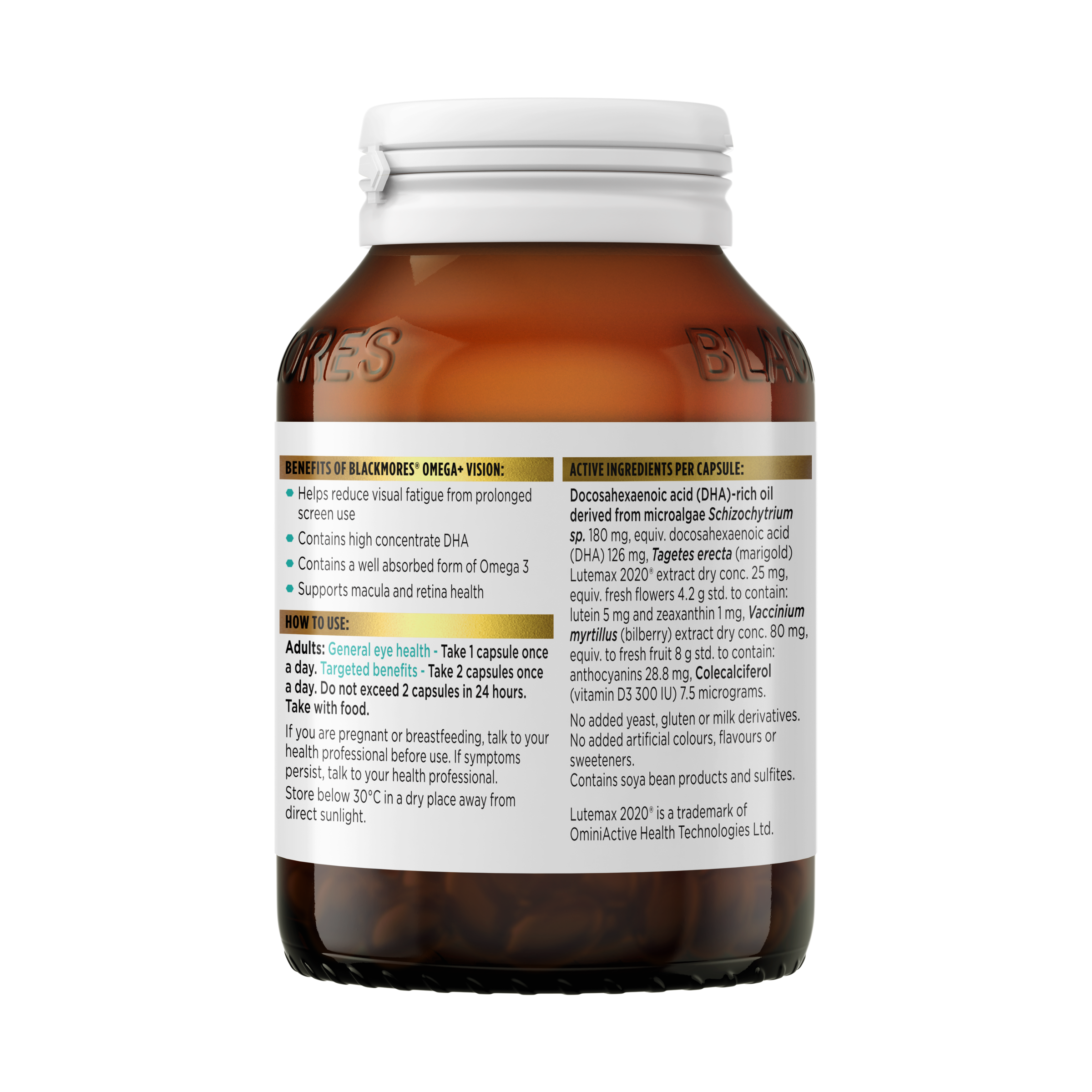 Blackmores Omega + Vision 60 Capsules - Image 3
