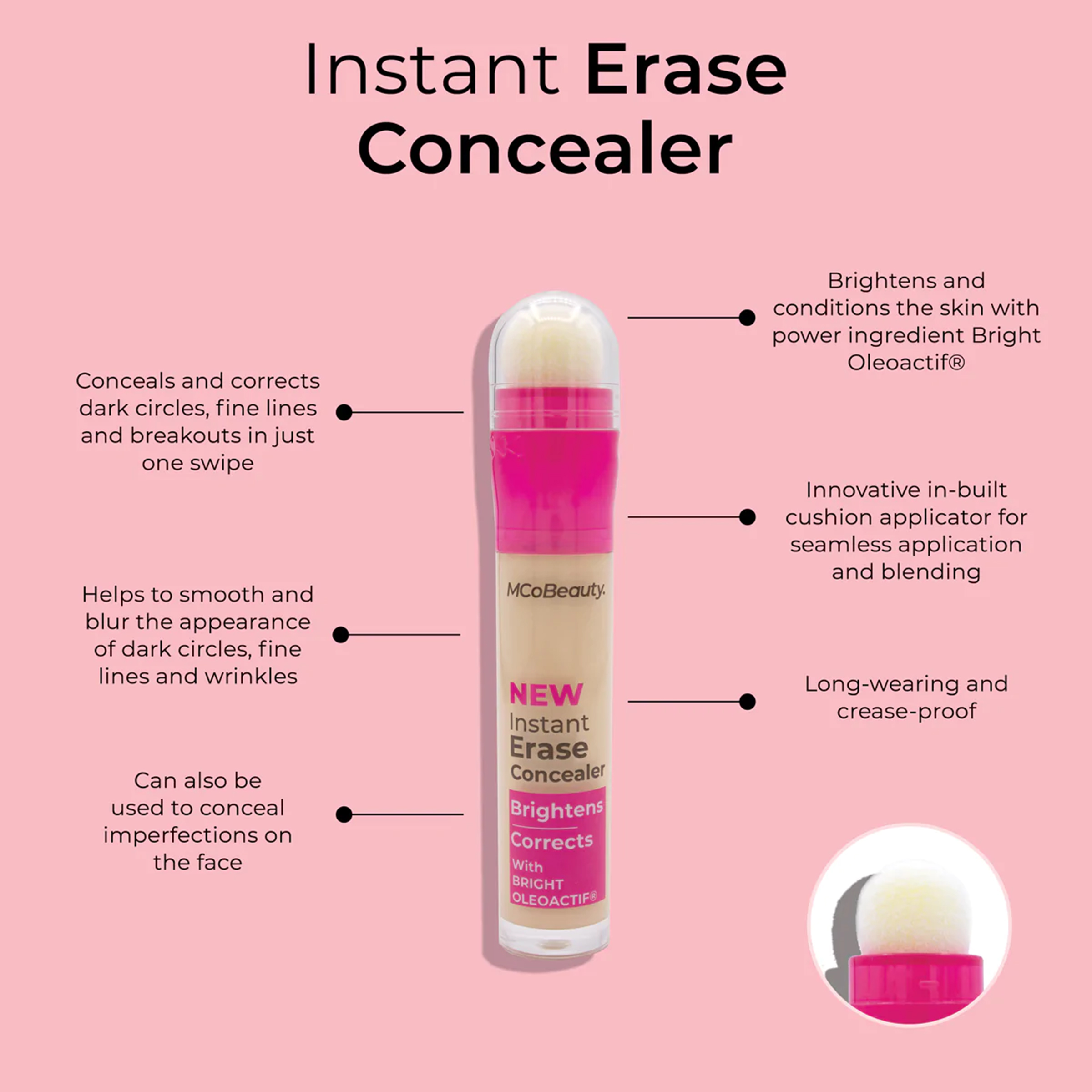 MCO BEAUTY INSTANT ERASE CONCEALER MEDIUM 6ML - Image 2