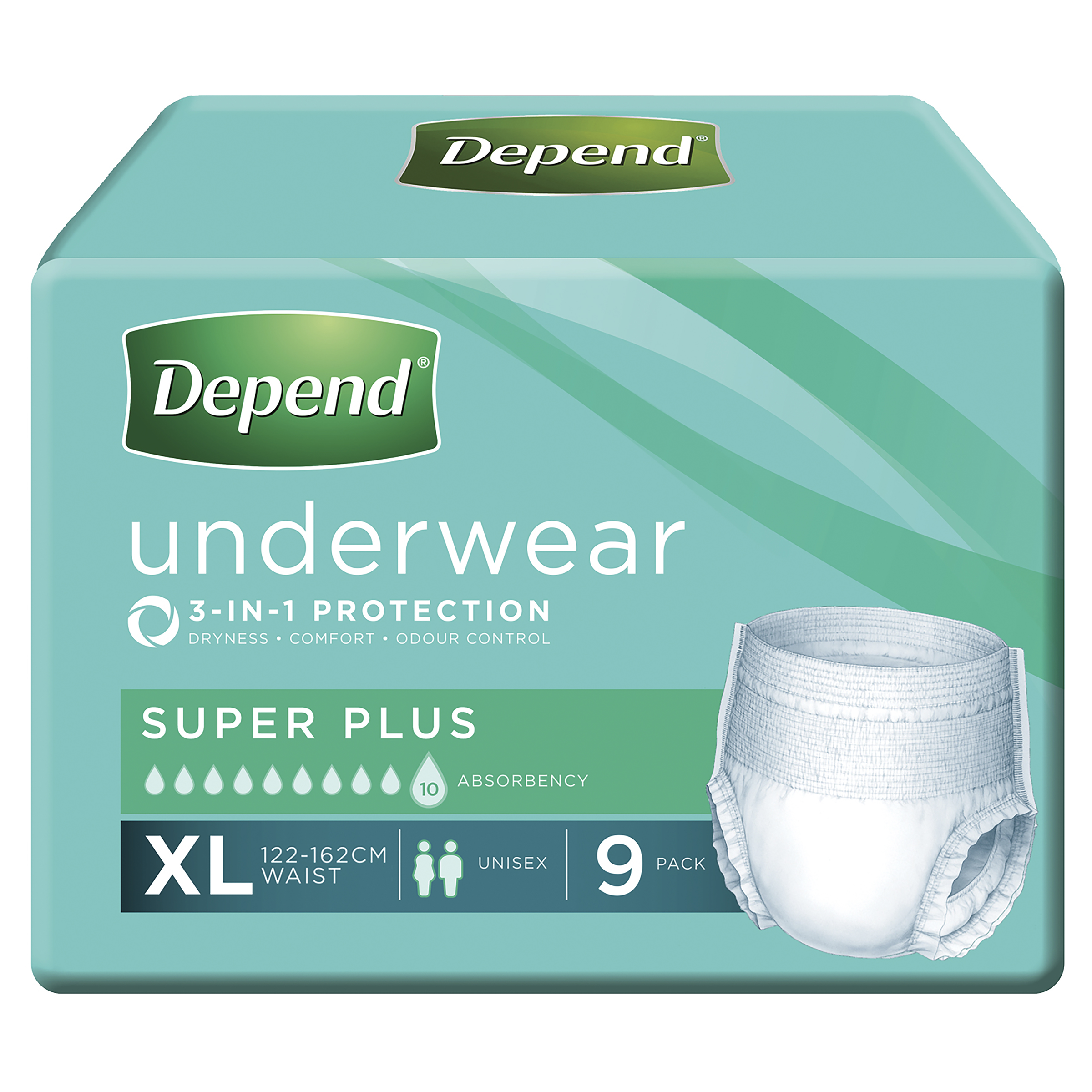 DEPEND INCONTINENCE UNDERWEAR 3-IN-1 PROTECTION XL 9 PACK - Image 3