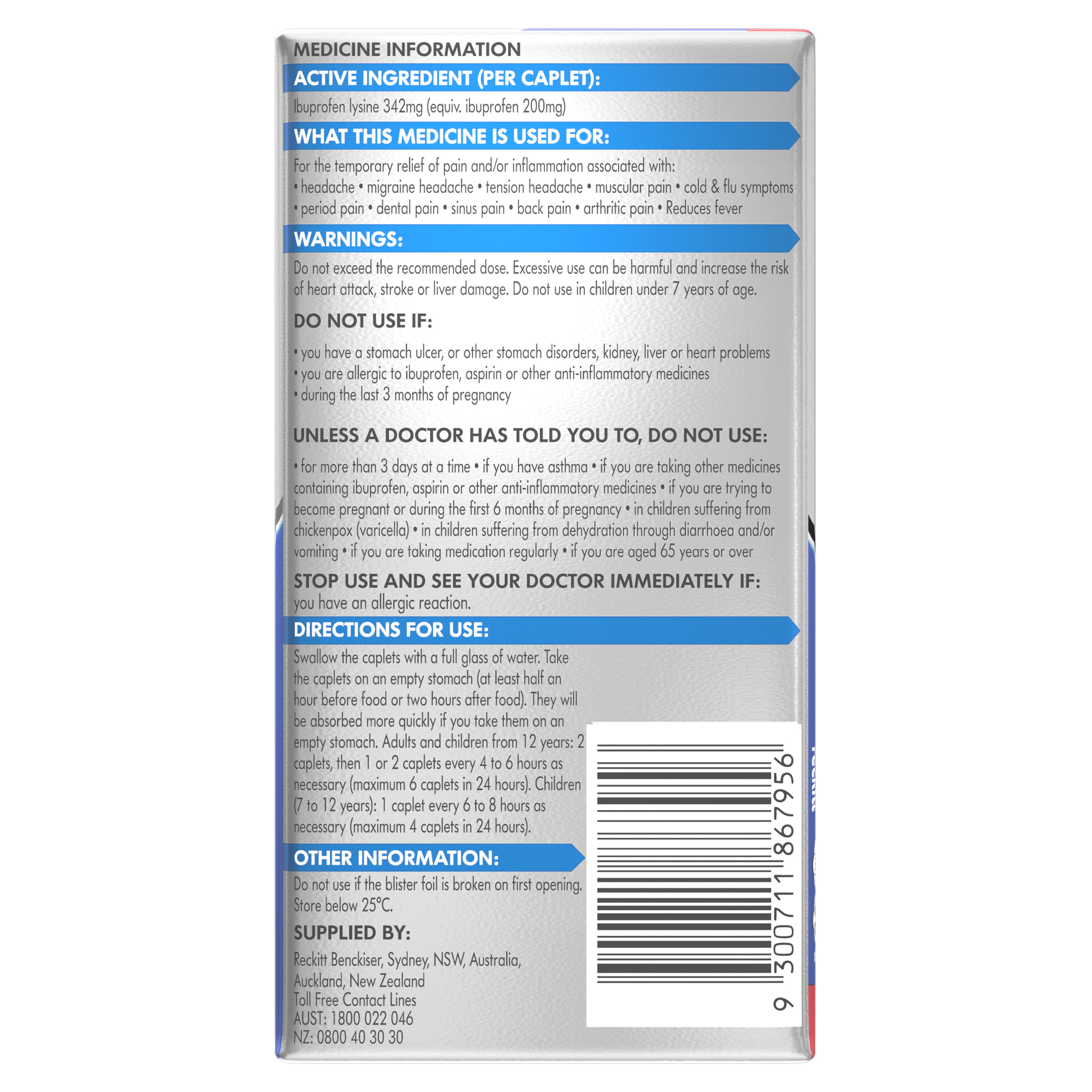 NUROFEN 200MG QUICKZORB 96 CAPLETS - Image 4