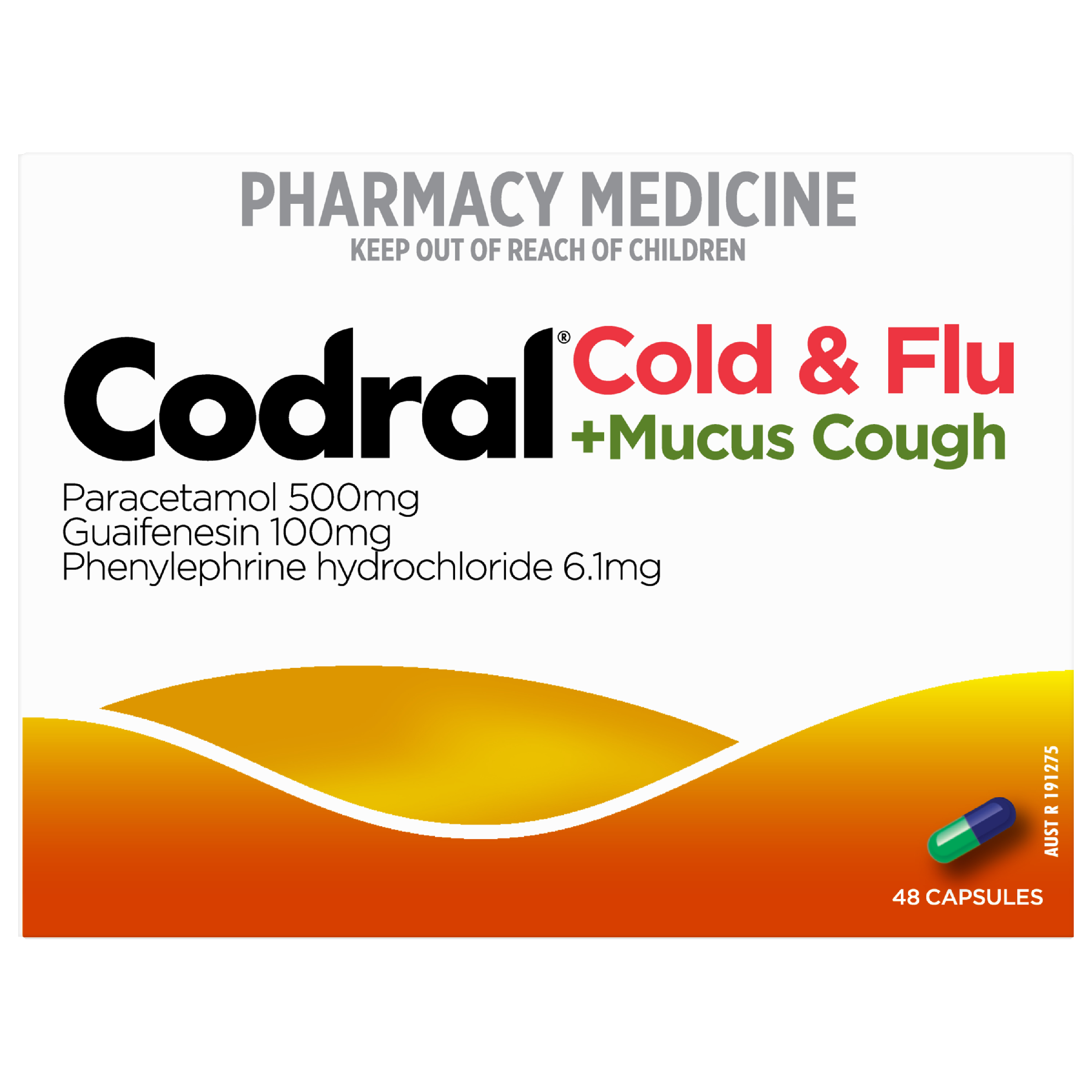 CODRAL PE COLD & FLU MUCUS COUGH 48 CAPSULES - Image 2