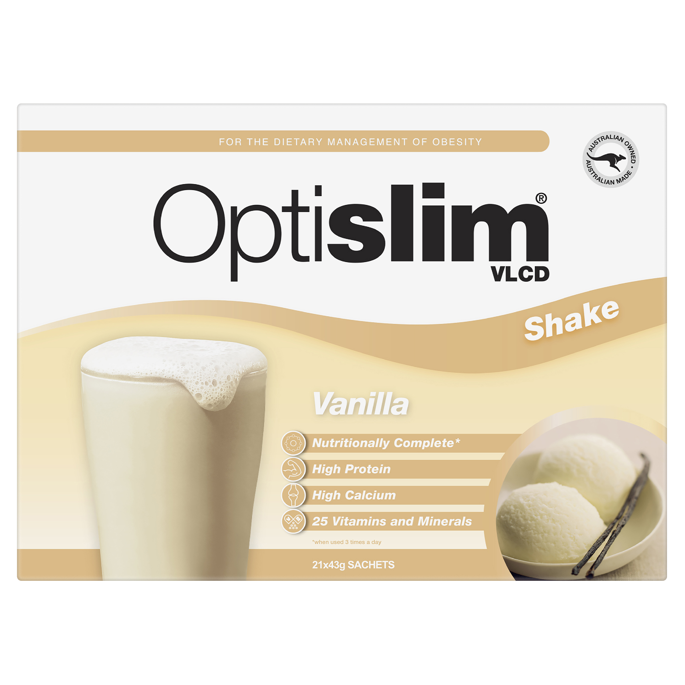 OPTISLIM VLCD SHAKE VANILLA 43G 21 PACK - Image 2