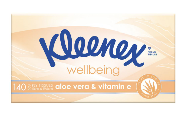 KLEENEX FACIAL TISSUES ALOE VERA & VITAMIN E 3 PLY 140 PACK
