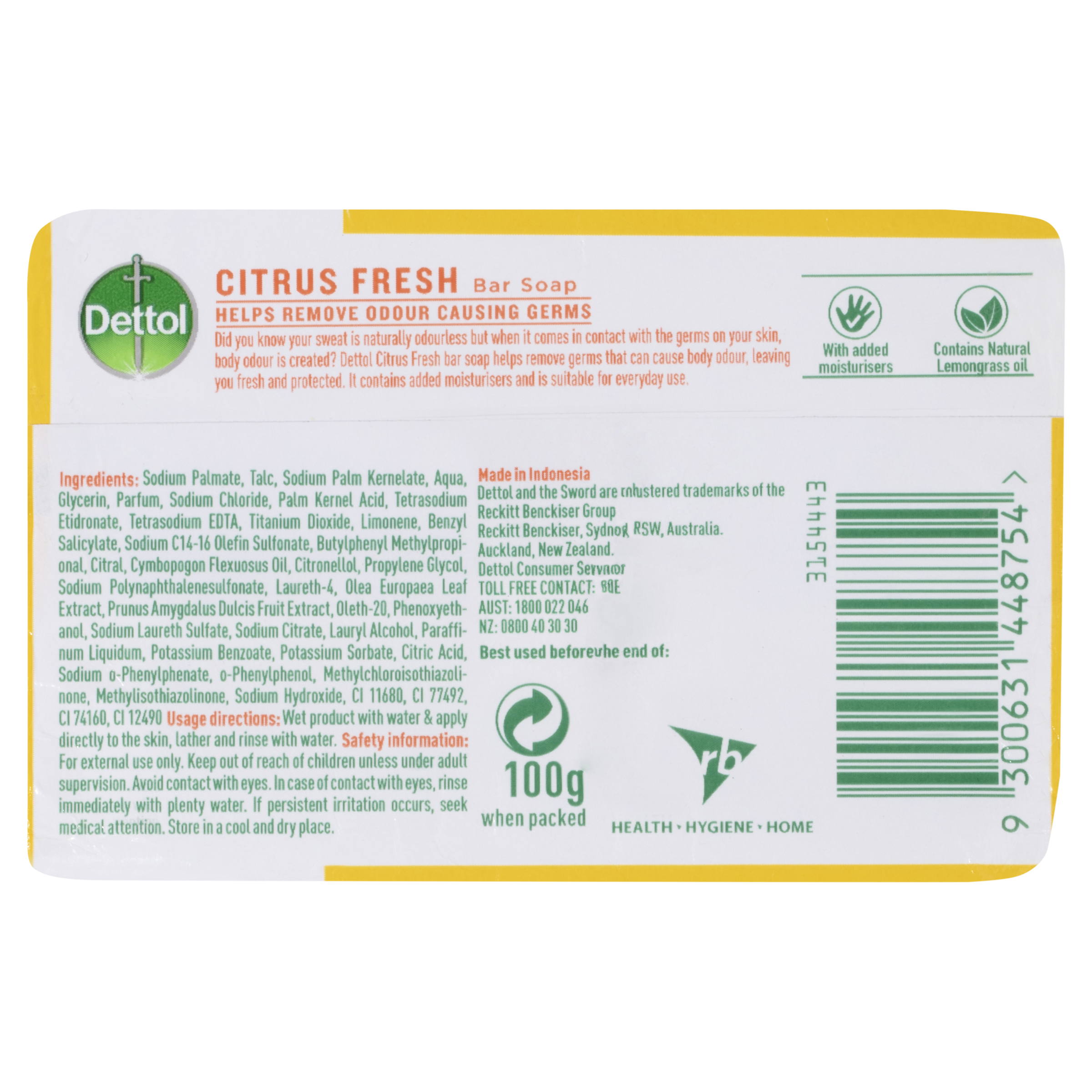DETTOL CITRUS FRESH BODY SOAP 100G 3 PACK - Image 4