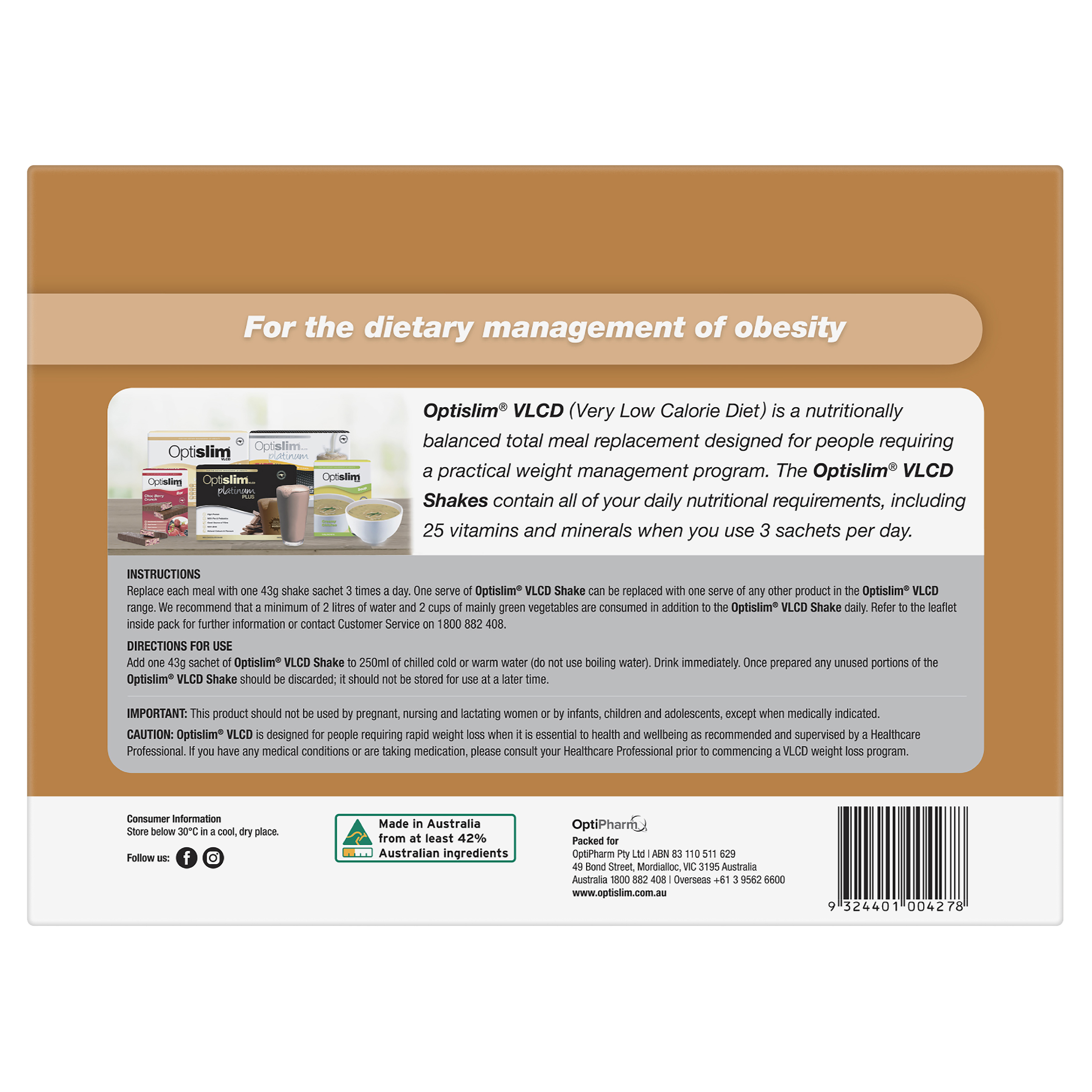 OPTISLIM VLCD SHAKE SALTED CARAMEL 43G 21 PACK - Image 4