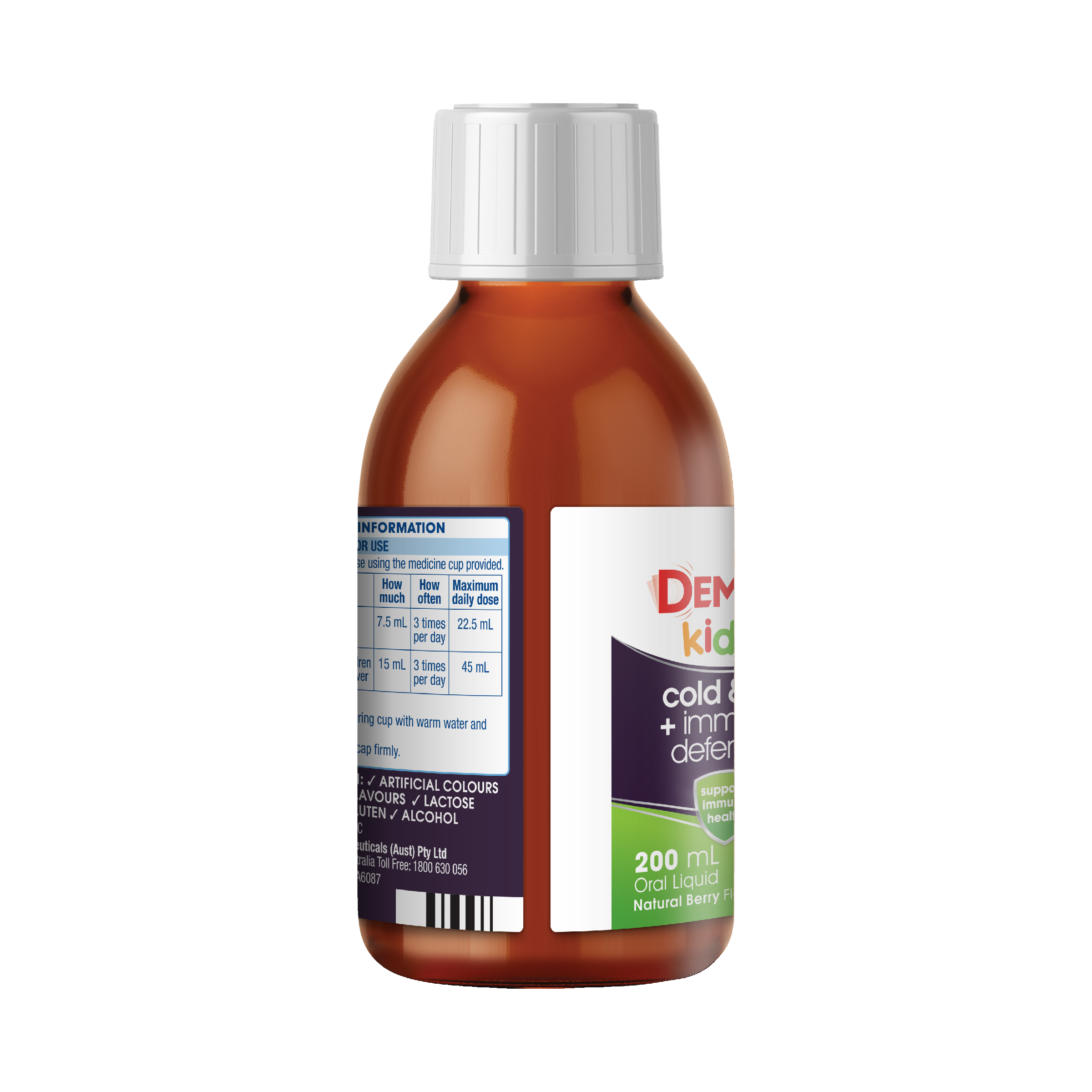 DEMAZIN KIDS 2+ COLD & FLU + IMMUNE DEFENCE 200ML - Image 8
