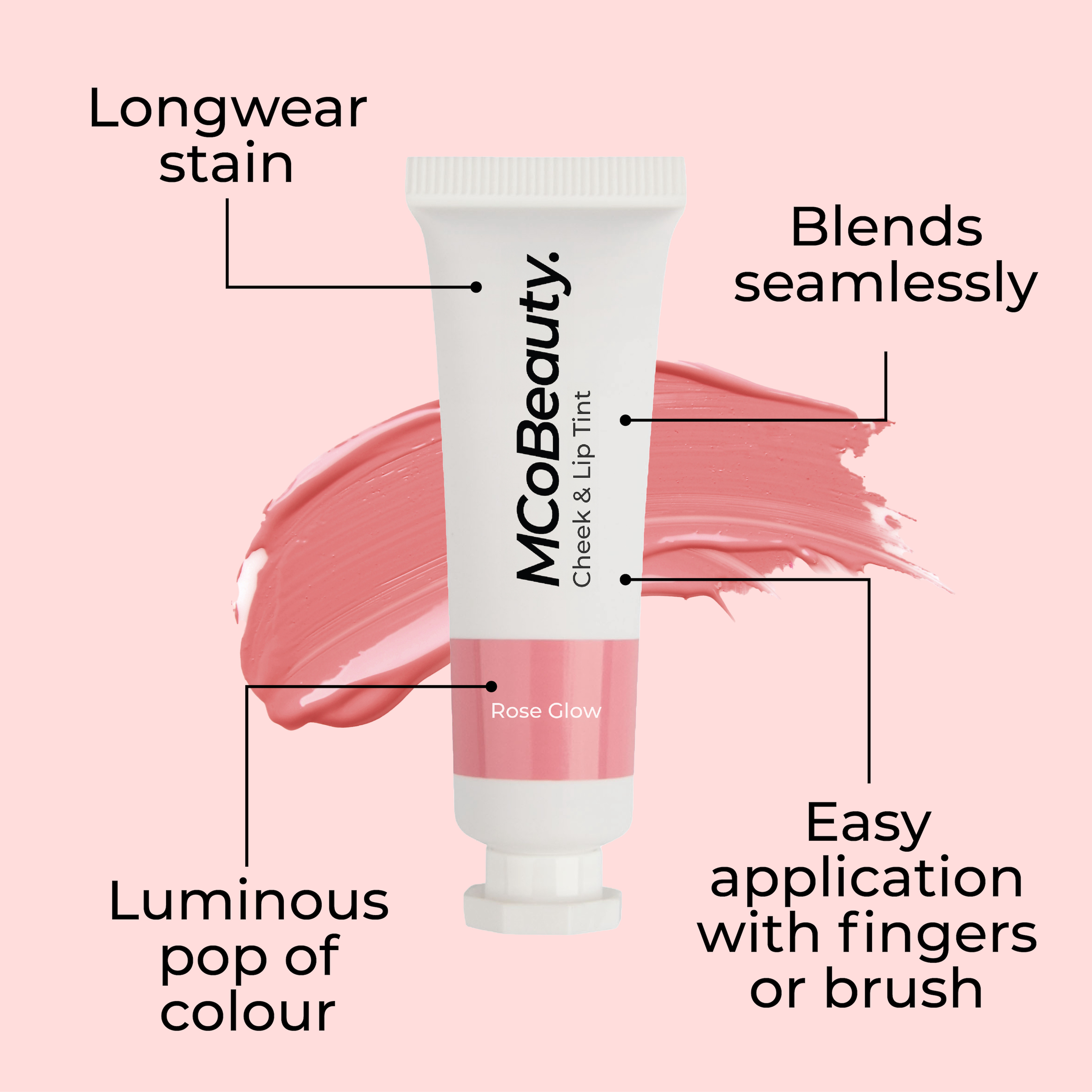 MCO BEAUTY CHEEK & LIP TINT ROSE GLOW 10ML - Image 3