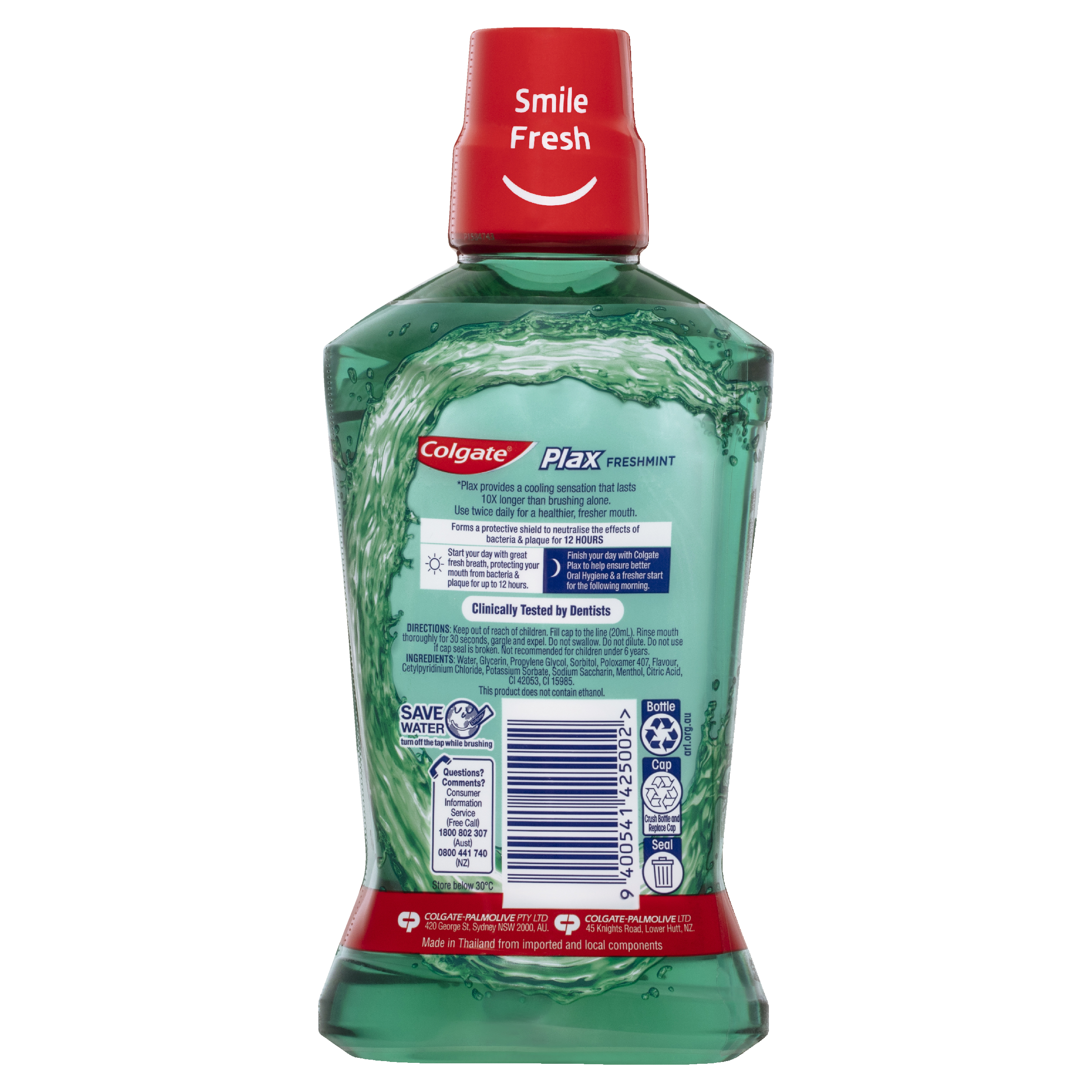 COLGATE MOUTHWASH PLAX ALCOHOL FREE FRESHMINT 500ML - Image 2