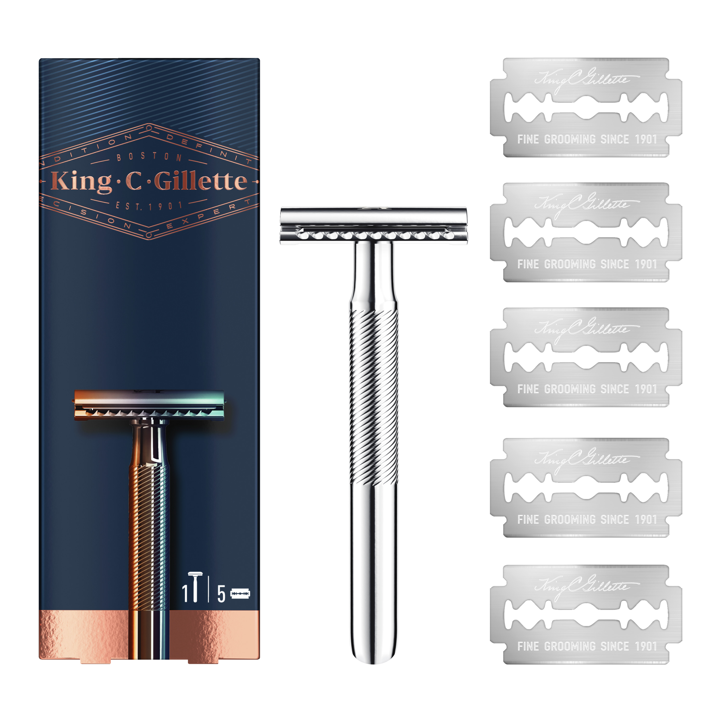 GILLETTE MENS KING C DOUBLE EDGE SAFETY RAZOR 5 PACK - Image 6