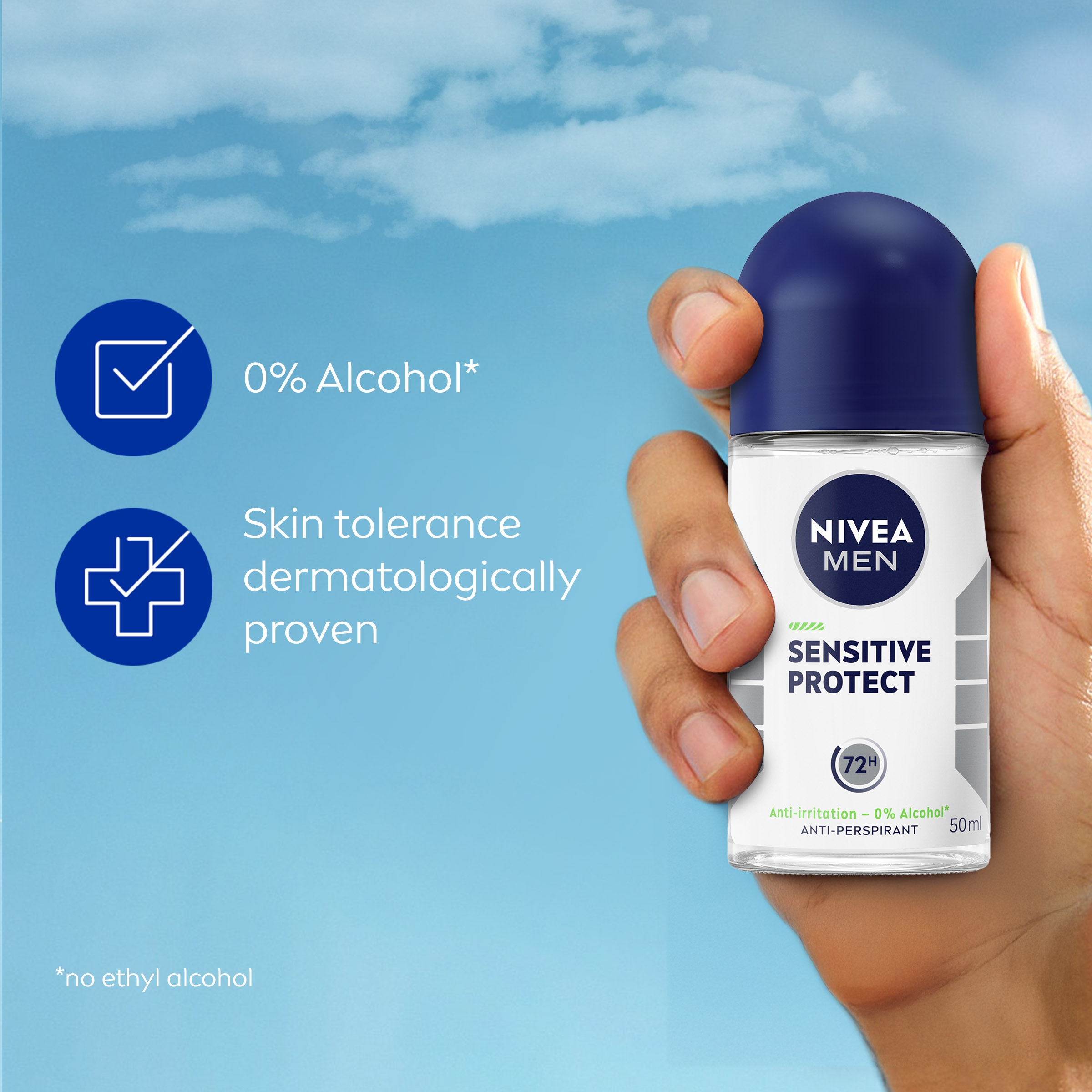 NIVEA MEN ANTIPERSPIRANT SENSITIVE PROTECT 48H ROLL ON 50ML - Image 5