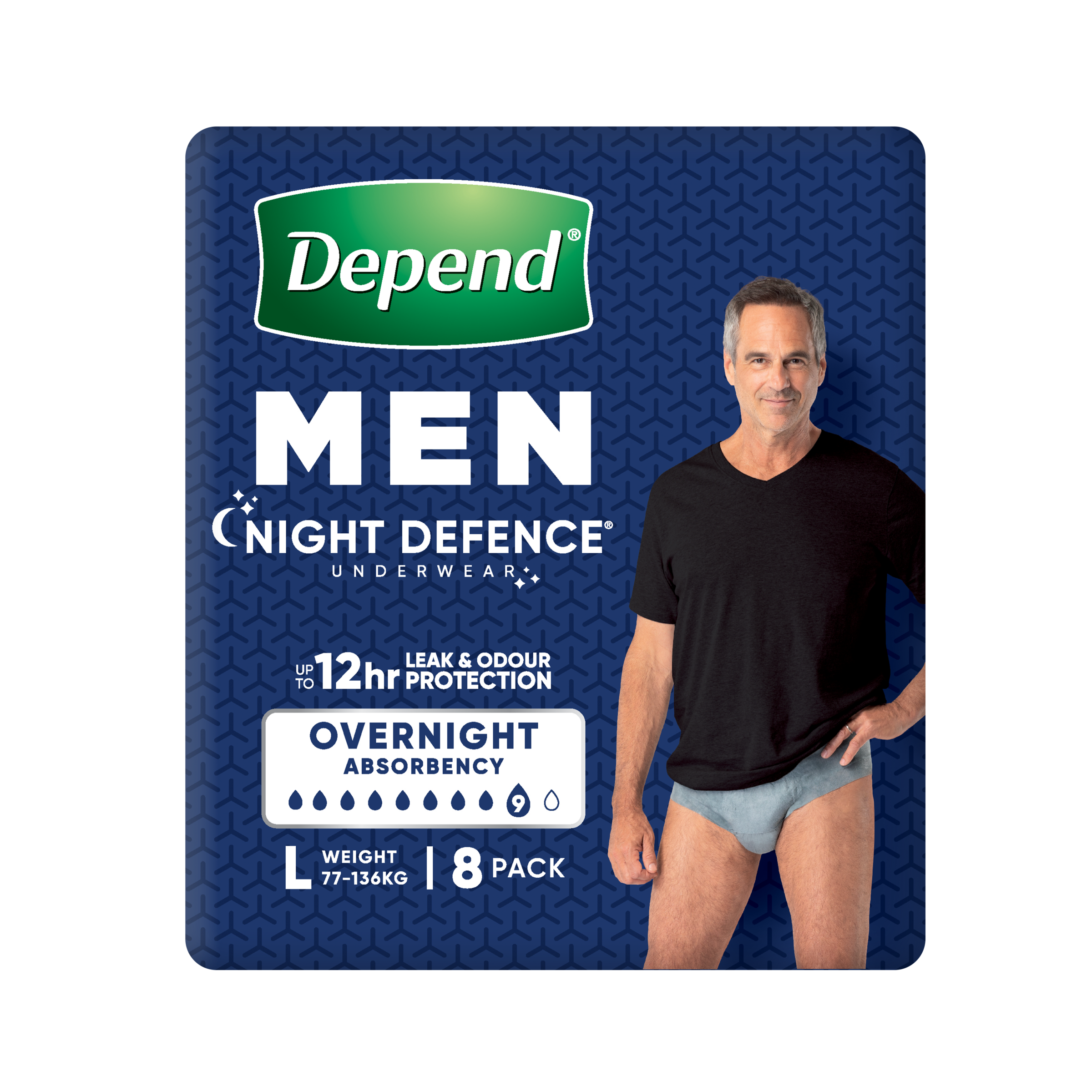 DEPEND MEN ADVANCED PROTECTION N/DEF UNDERWEAR 9D LARGE 8 PACK - Image 2