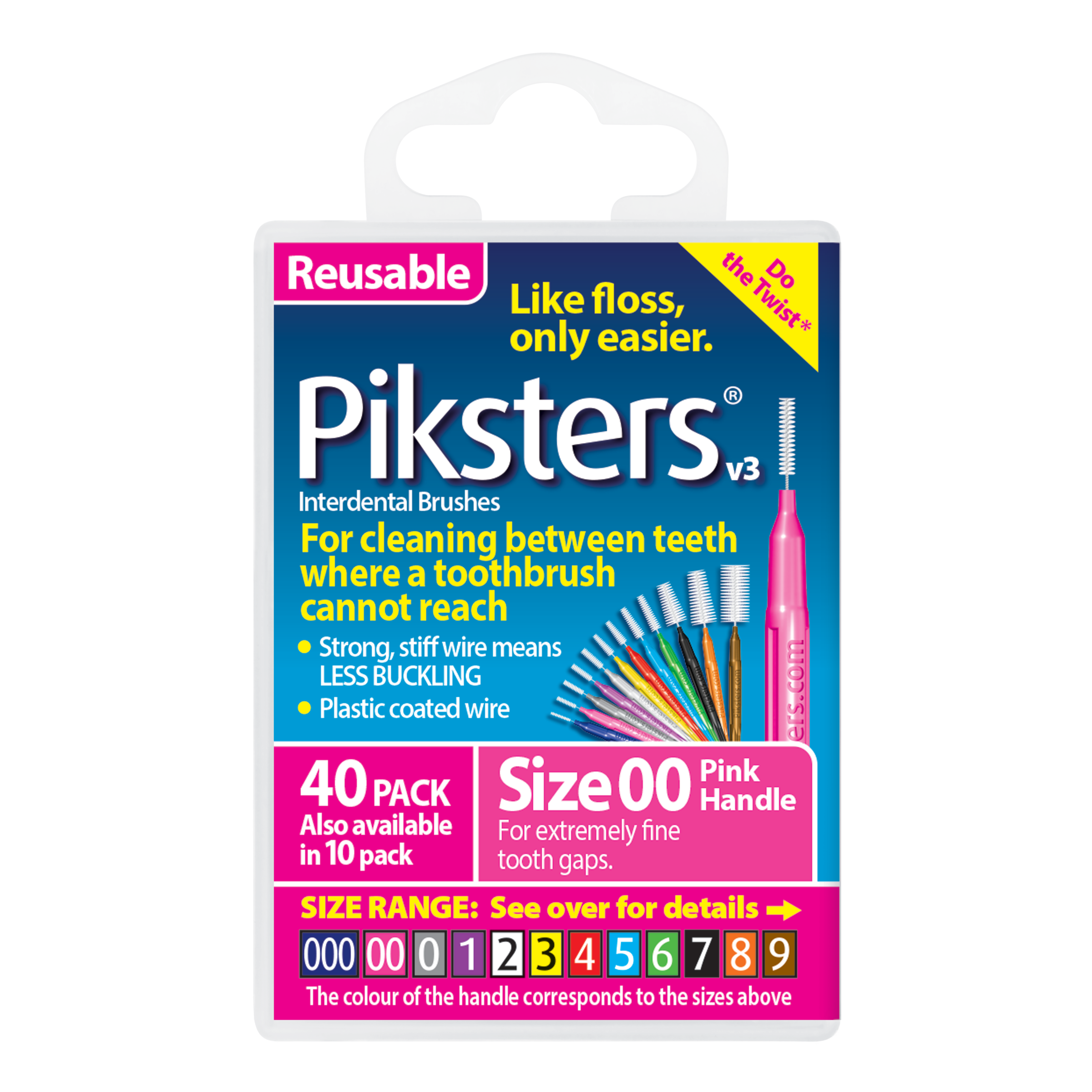 PIKSTERS INTERDENTAL BRUSH SIZE 00 PINK 40 PACK - Image 2