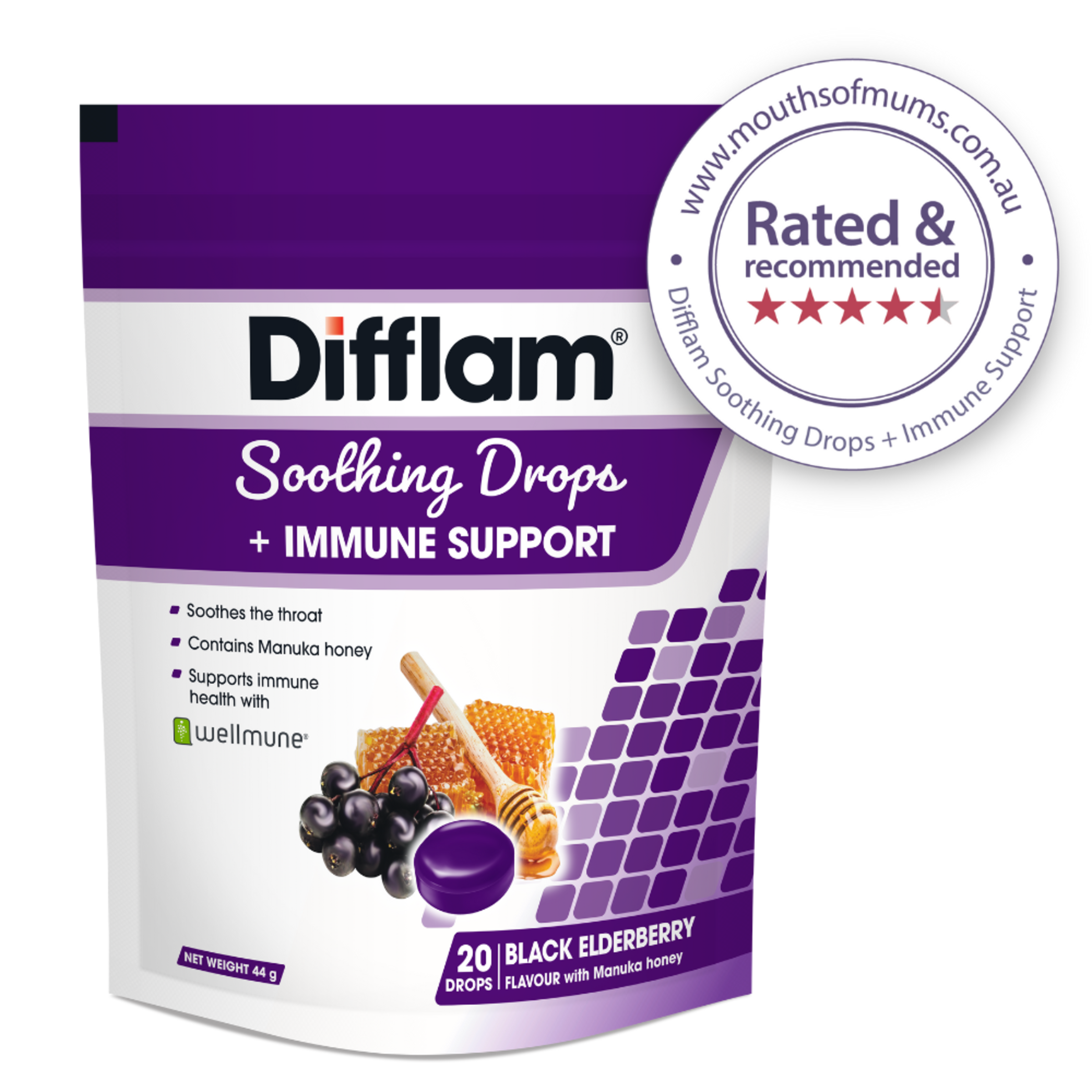 DIFFLAM+IMMUNE SUPPORT BLACK ELDERBERRY THROAT 20 LOZENGES - Image 5