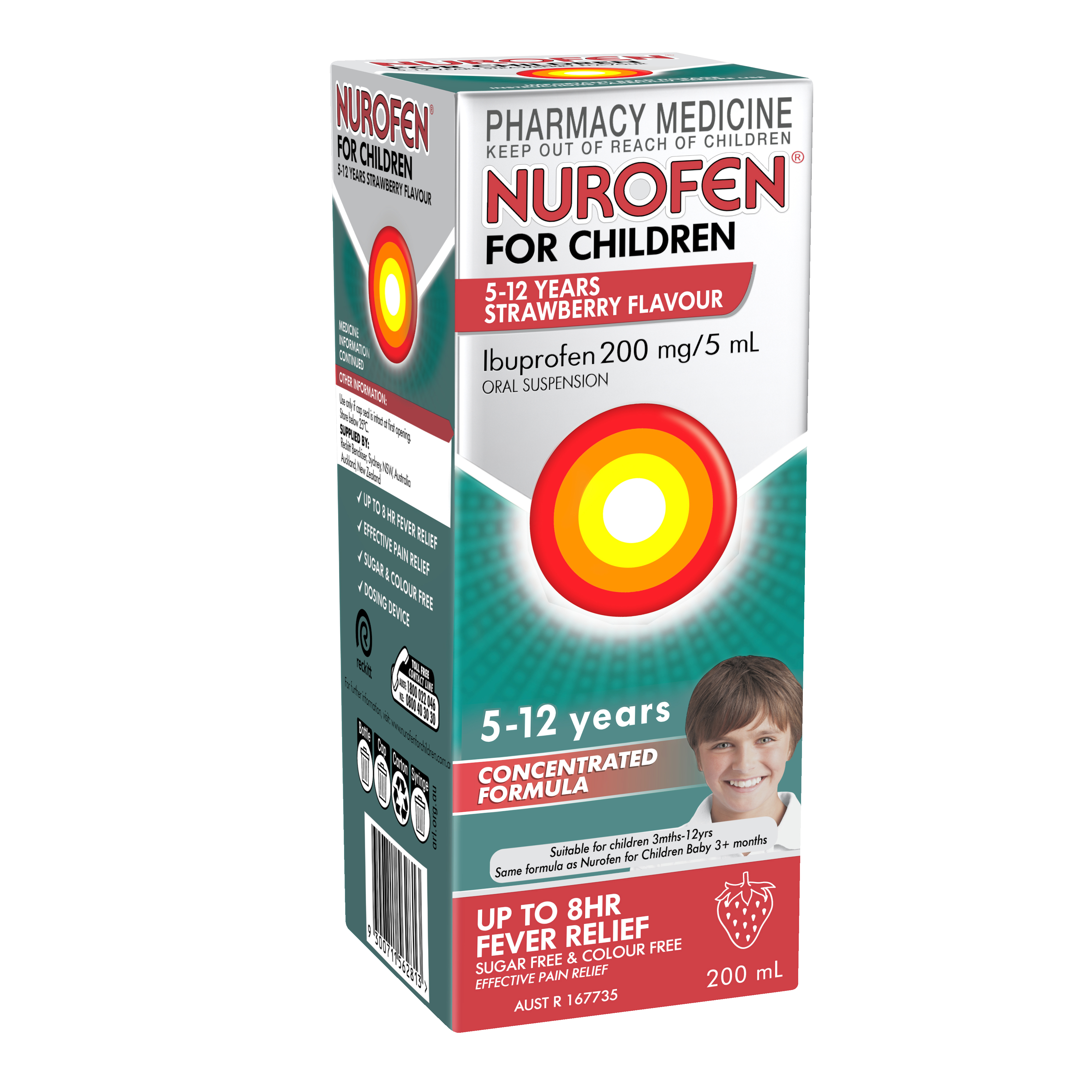 NUROFEN FOR CHILDREN 5 YEARS - 12 YEARS STRAWBERRY 200ML