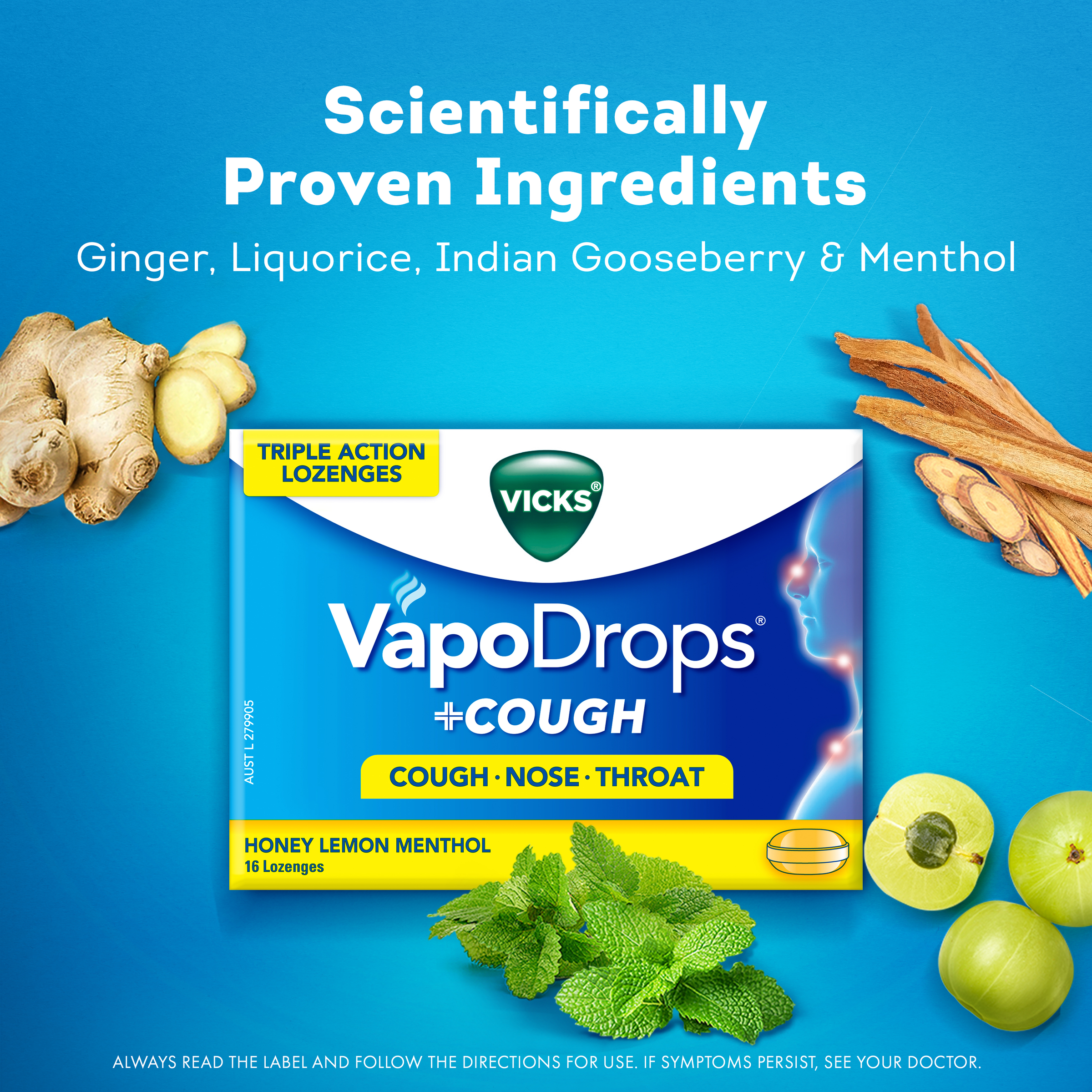 VICKS VAPODROPS+COUGH HONEY LEMON MENTHOL 16 PACK - Image 9