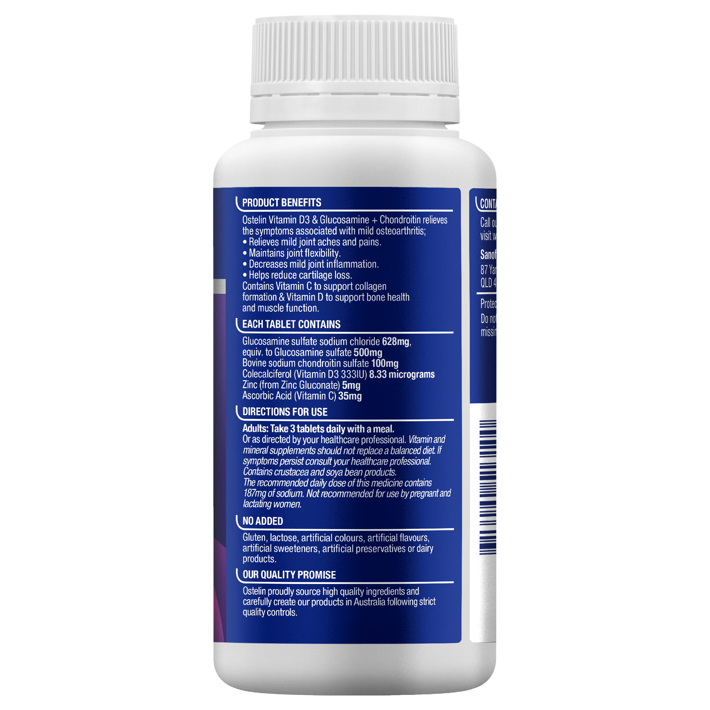 OSTELIN VITAMIN D3 & GLUCOSAMINE + CHONDROITIN 90 TABLETS - Image 3
